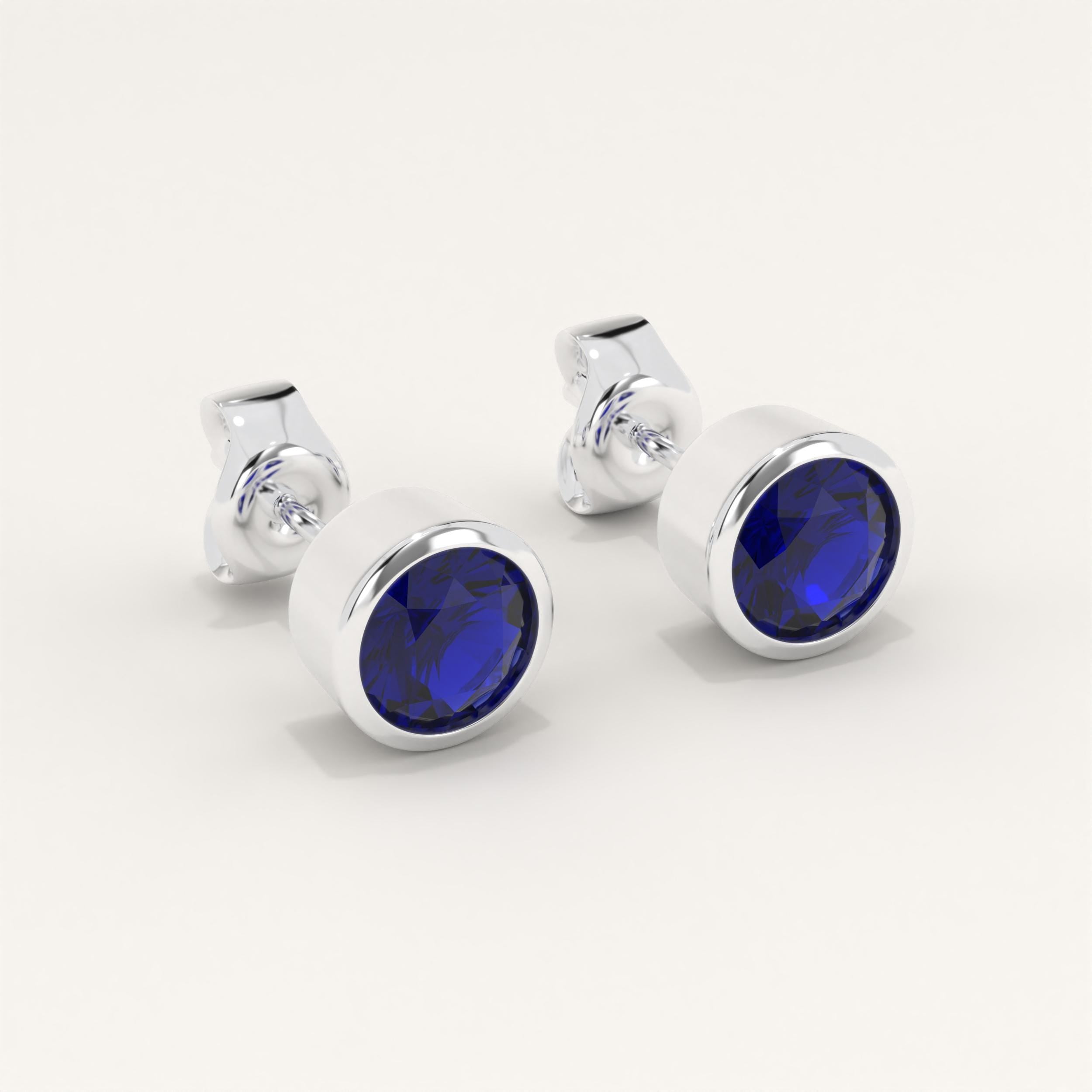 Dainty Blue Sapphire Solid Gold Stud Earrings