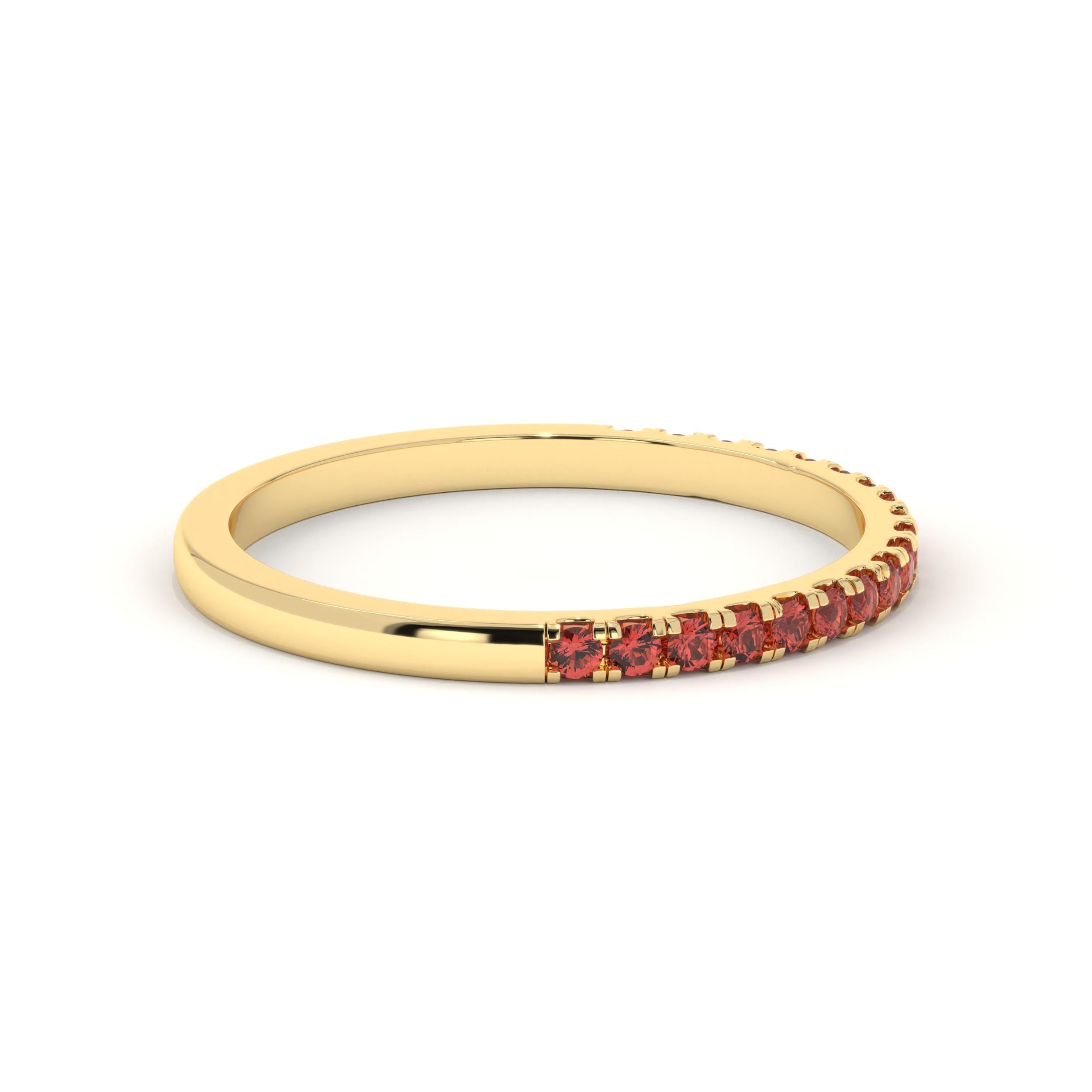 Gold Garnet Ring Solid Gold Birthstone Band
