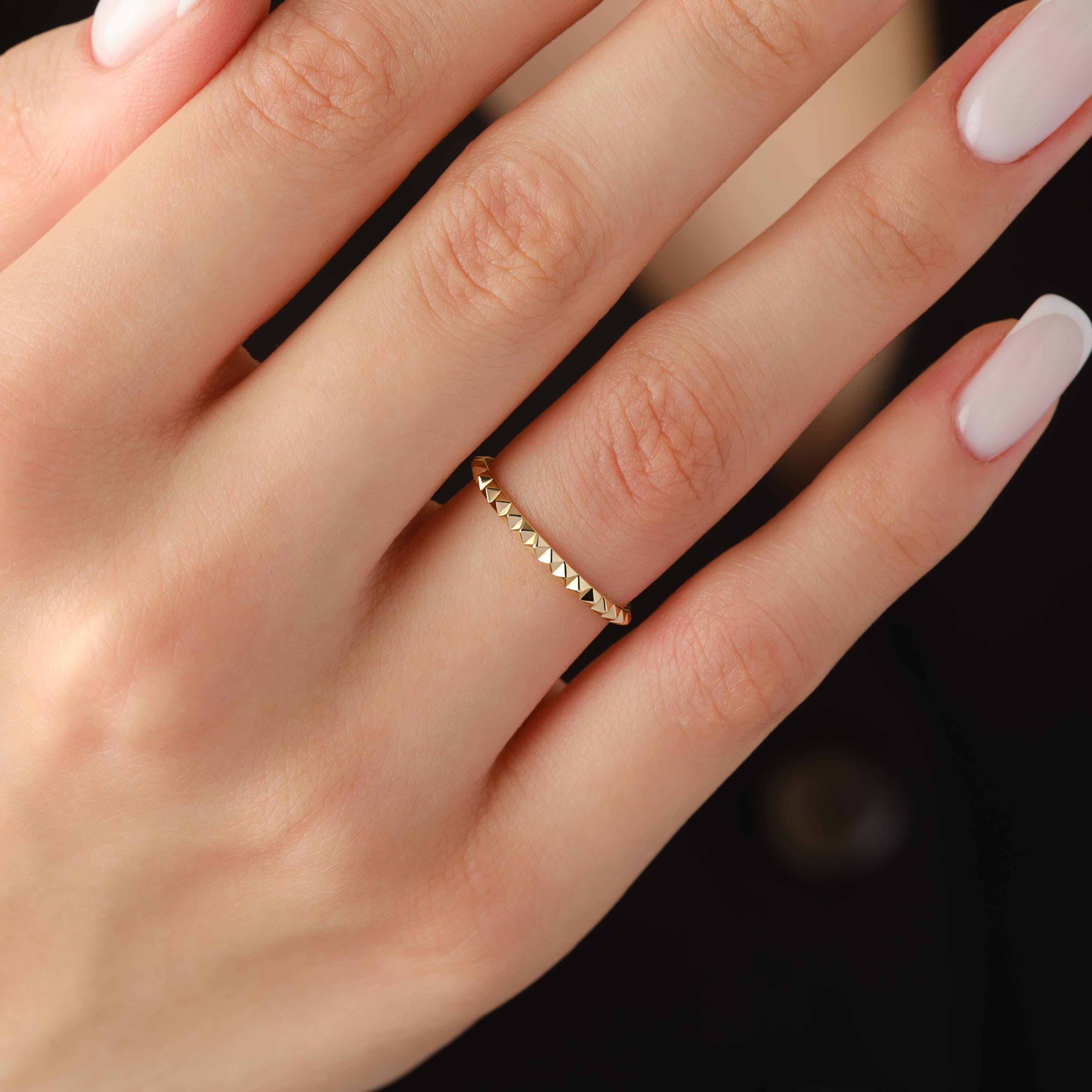 Solid Gold Pyramid Ring