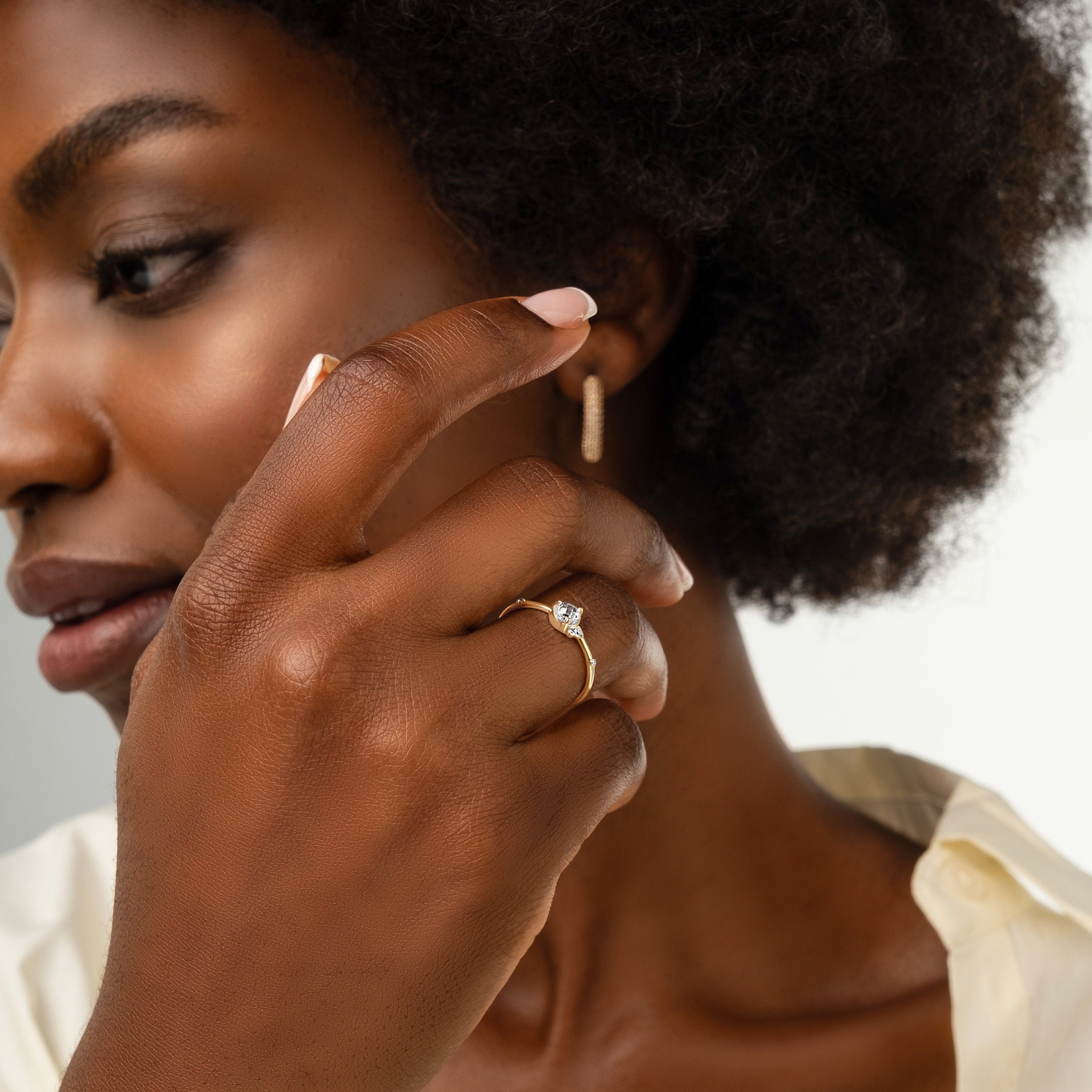 Bezel Set Multi Stone Bubble Diamond Ring