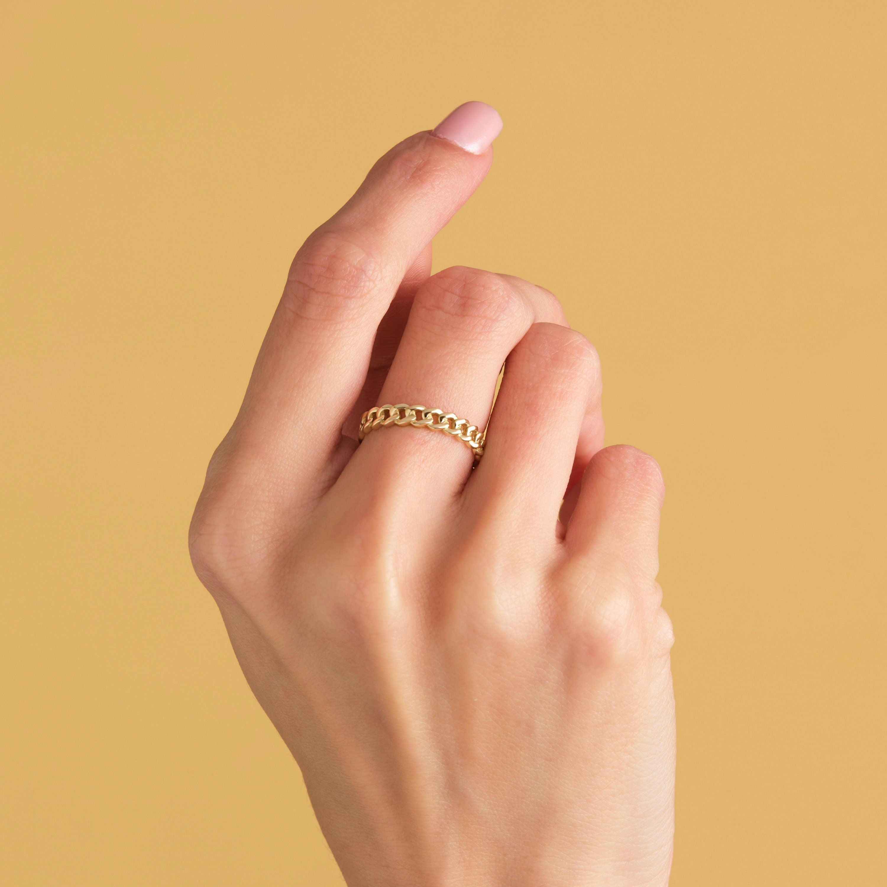 Solid Gold Half Eternity Chain Ring