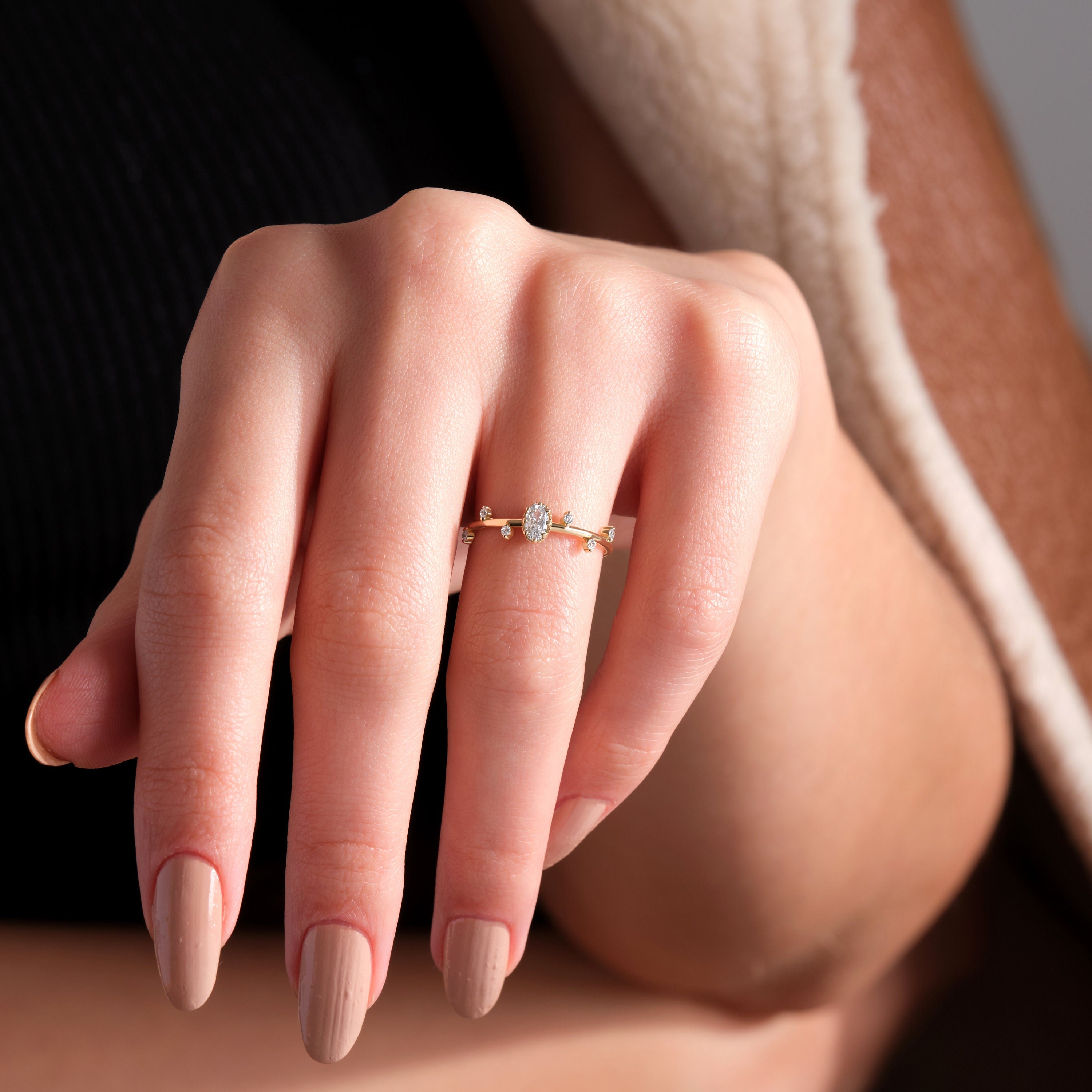 Diamond Wedding Band Minimalist Cluster Ring Gold