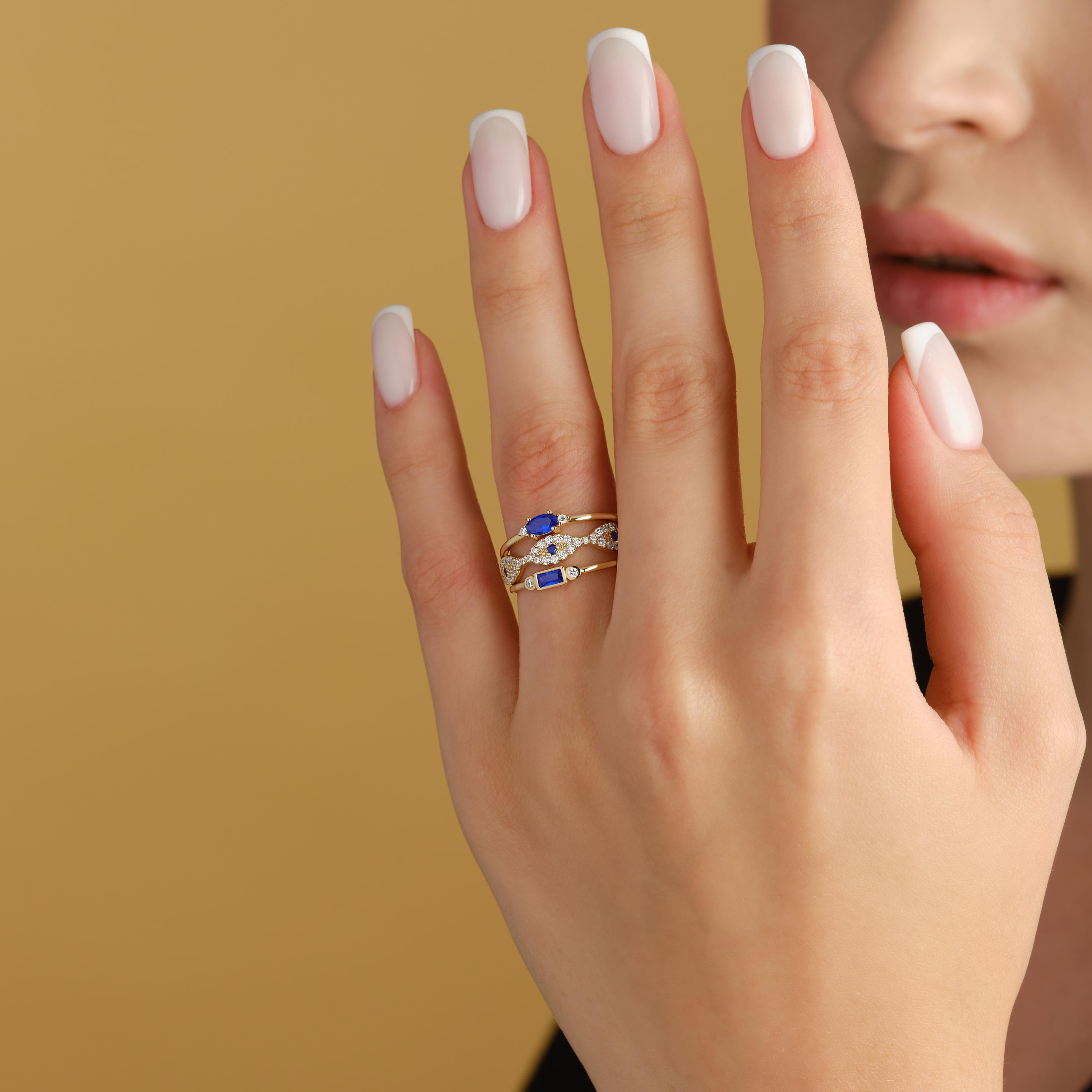 Bezel Sapphire Ring Dainty Blue Birthstone