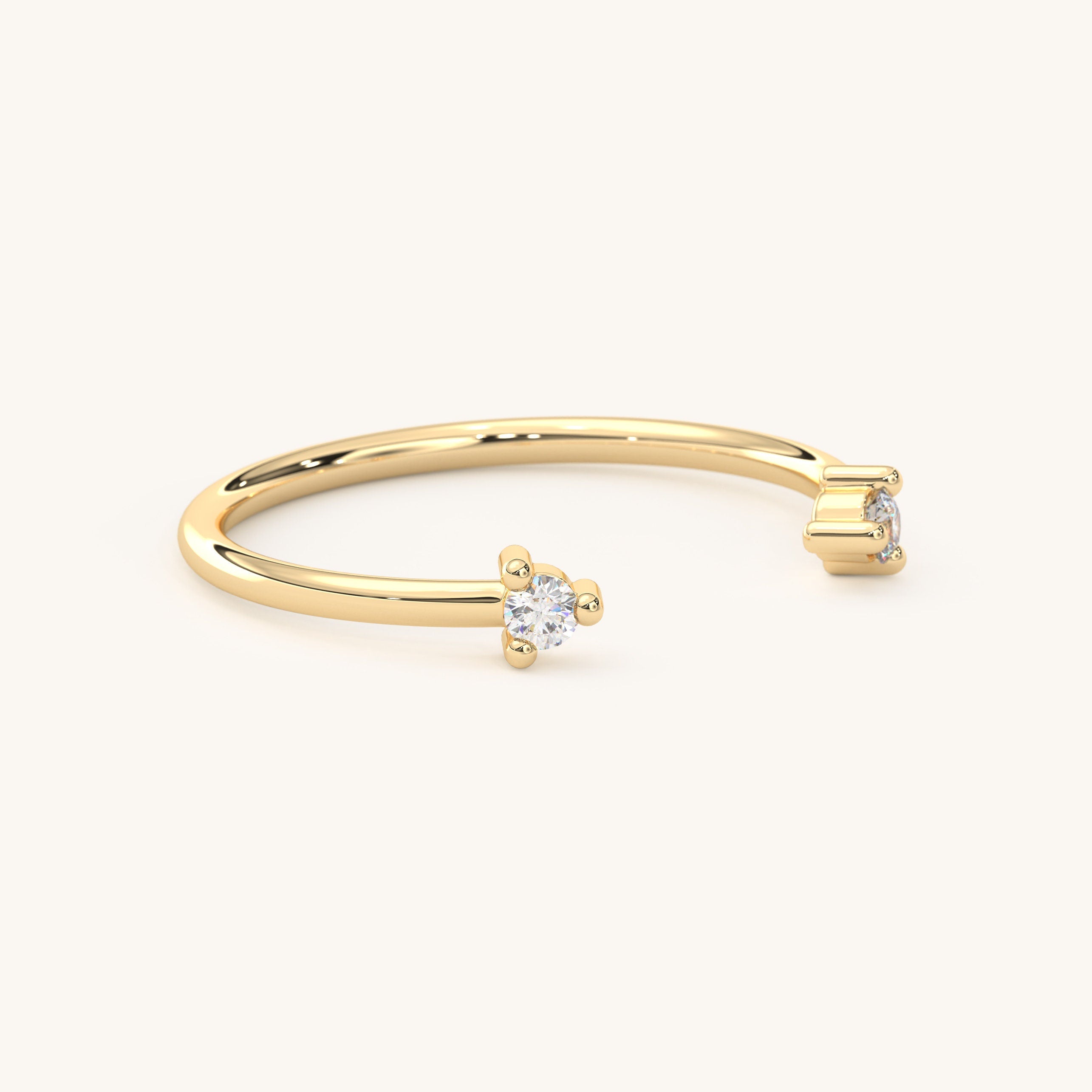 Diamond Cuff Ring Solid Gold Open Design