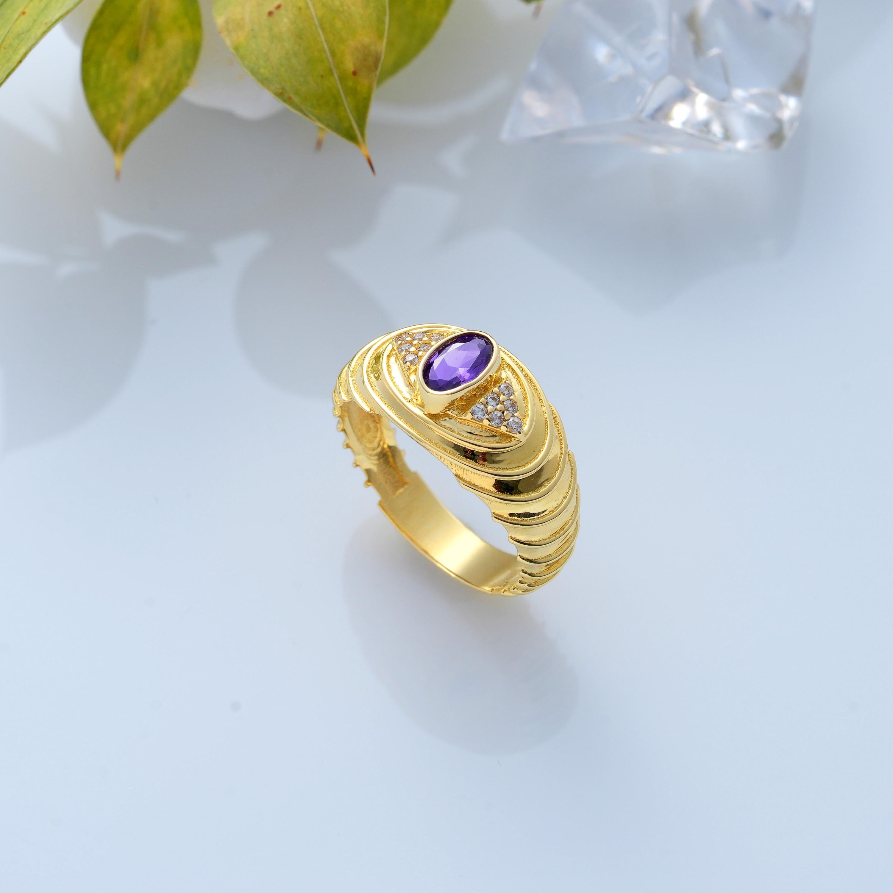 solid gold bezel oval amethyst and pave diamond ring