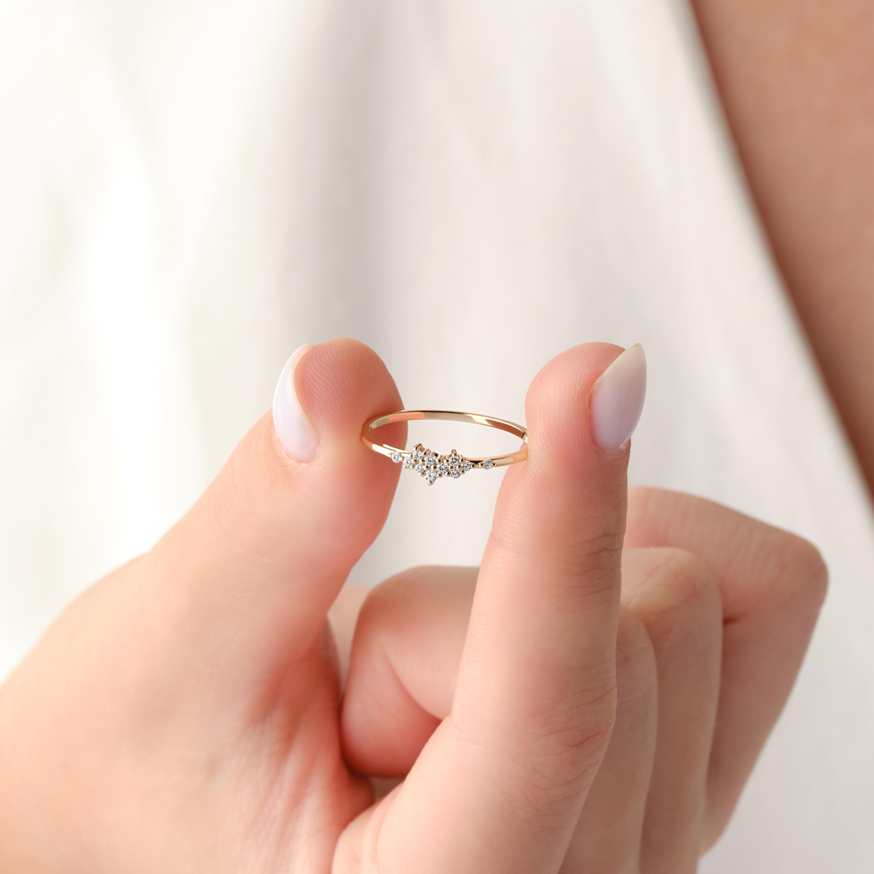 Solid Gold Cluster Ring