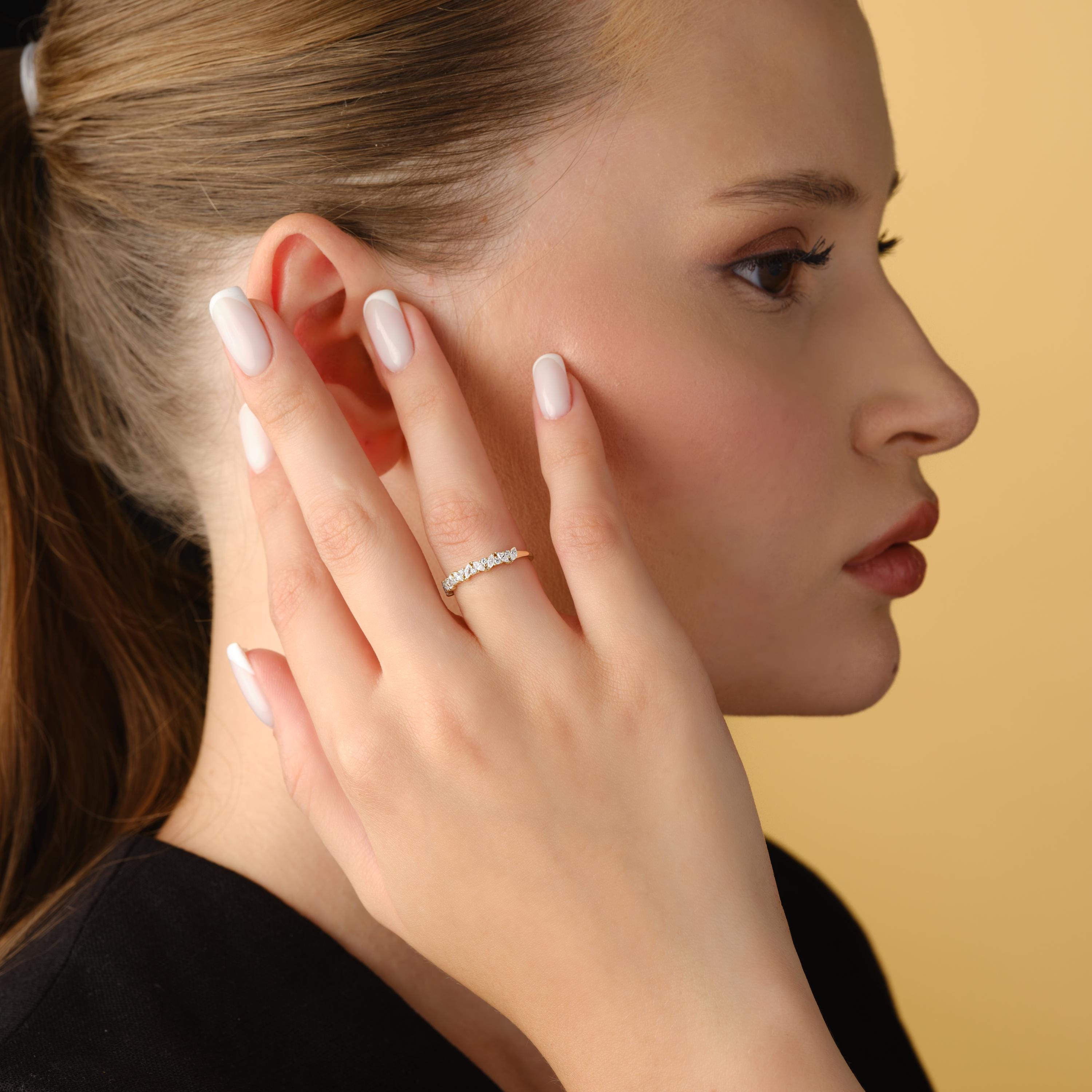 Solid Gold Marquise Diamond Ring