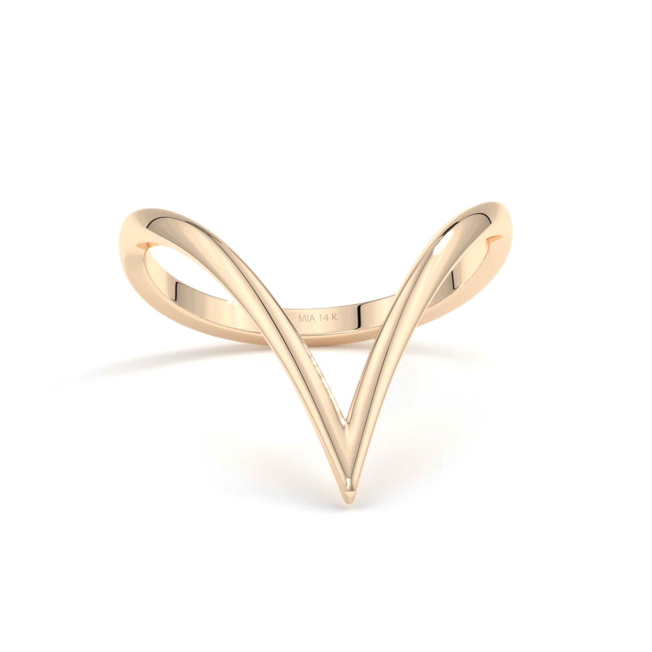 rose gold V shape band ring