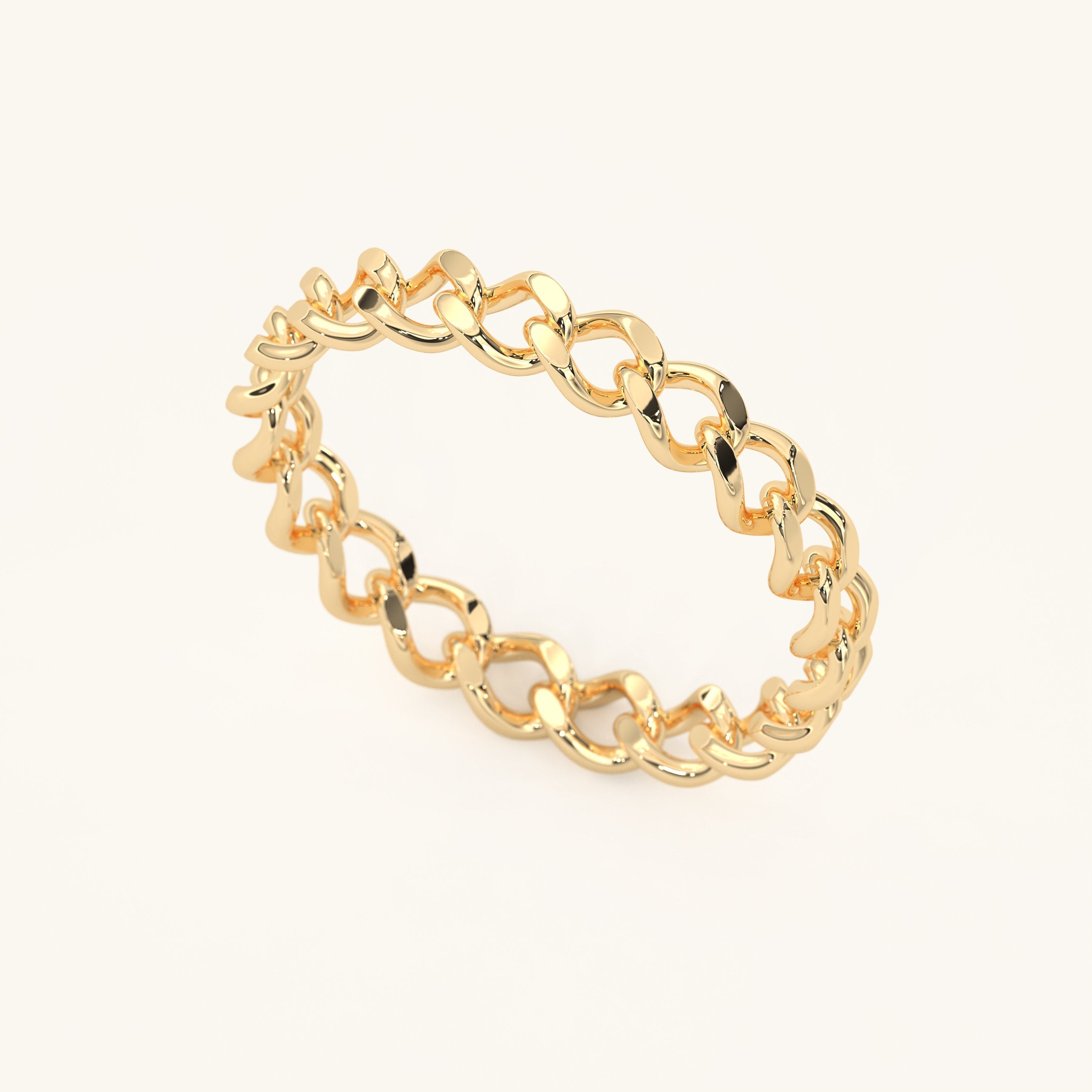 14K Gold Chain Ring Solid Gold Band