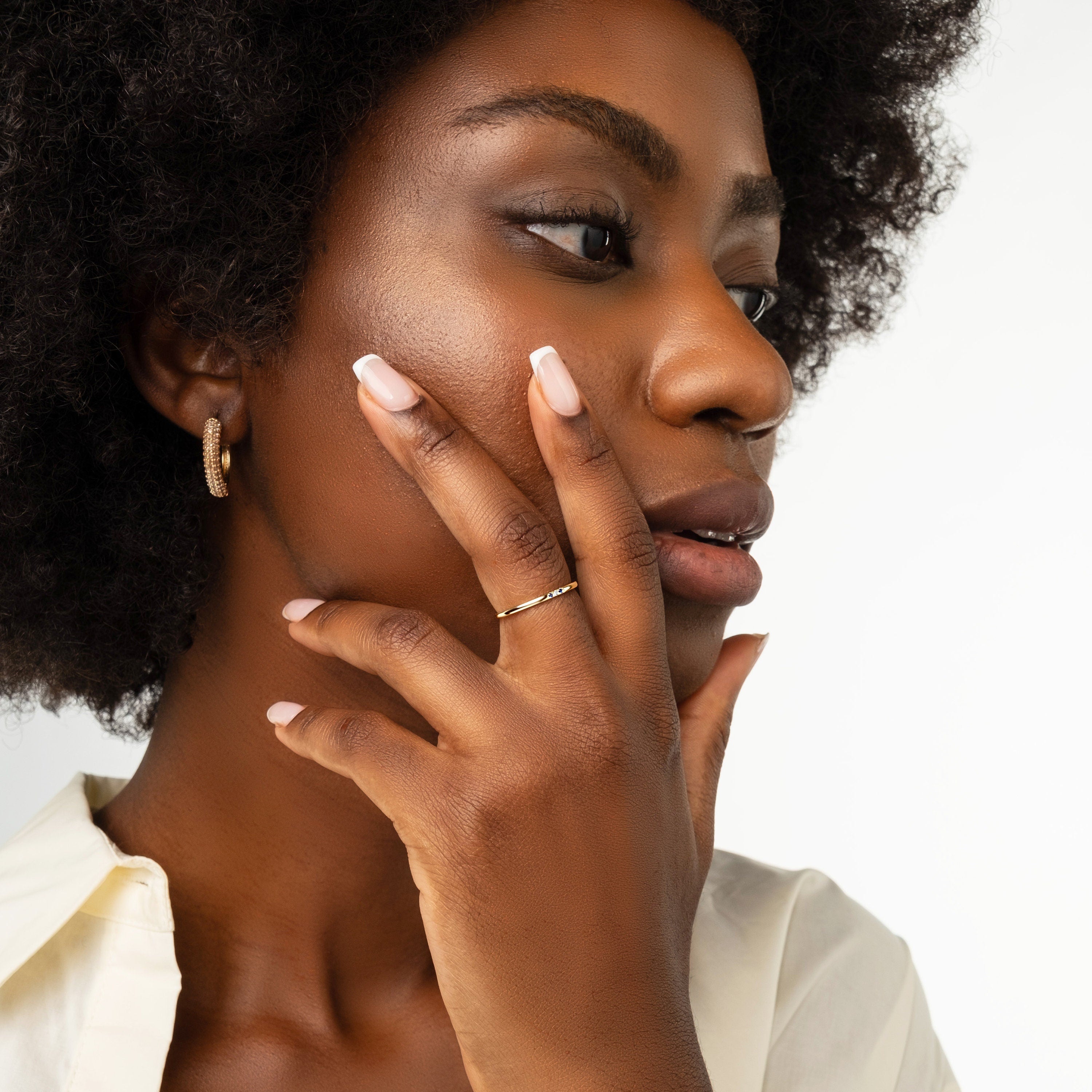 Solid Gold Minimalist Birthstone Ring