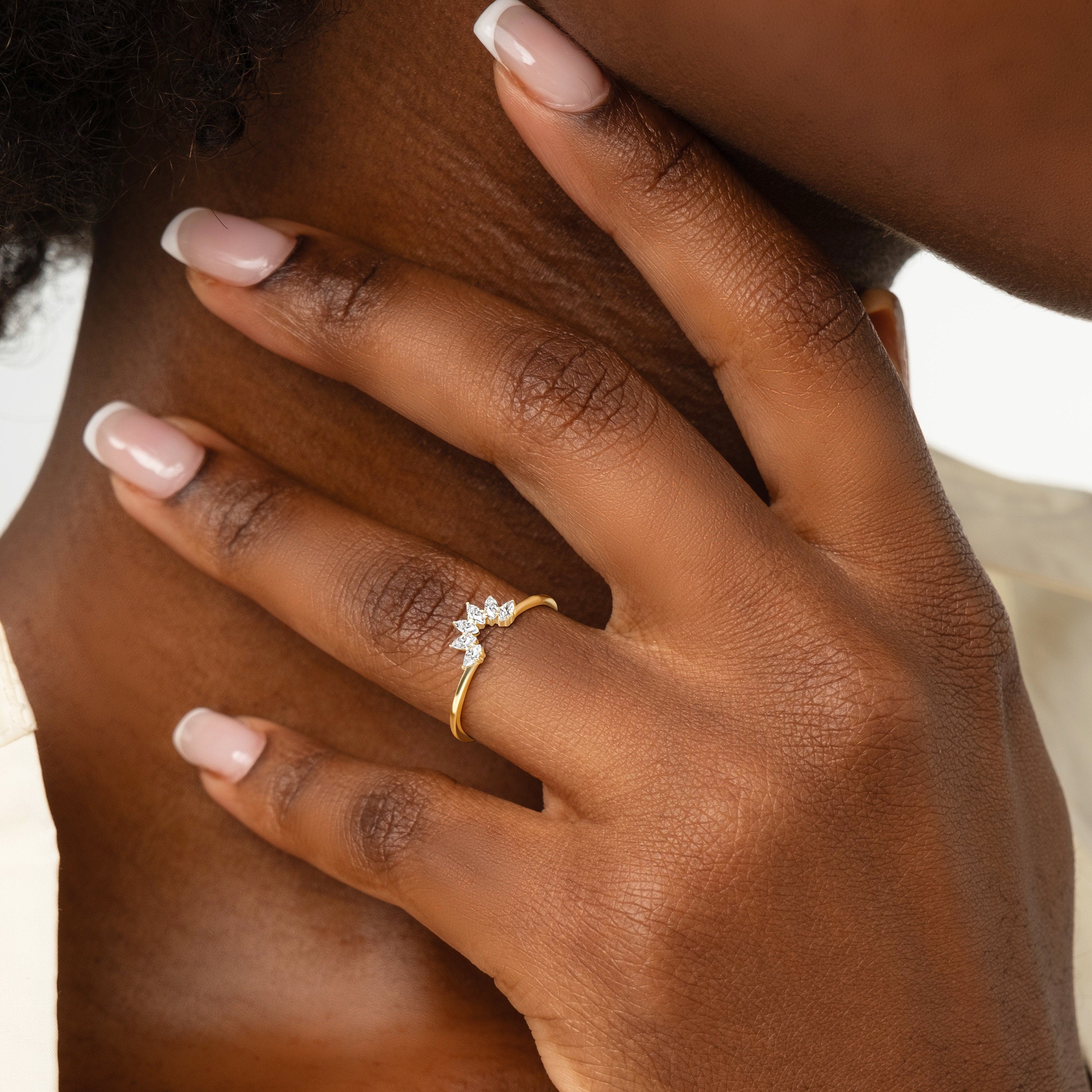 Solid Gold Marquise Cut Vintage Ring