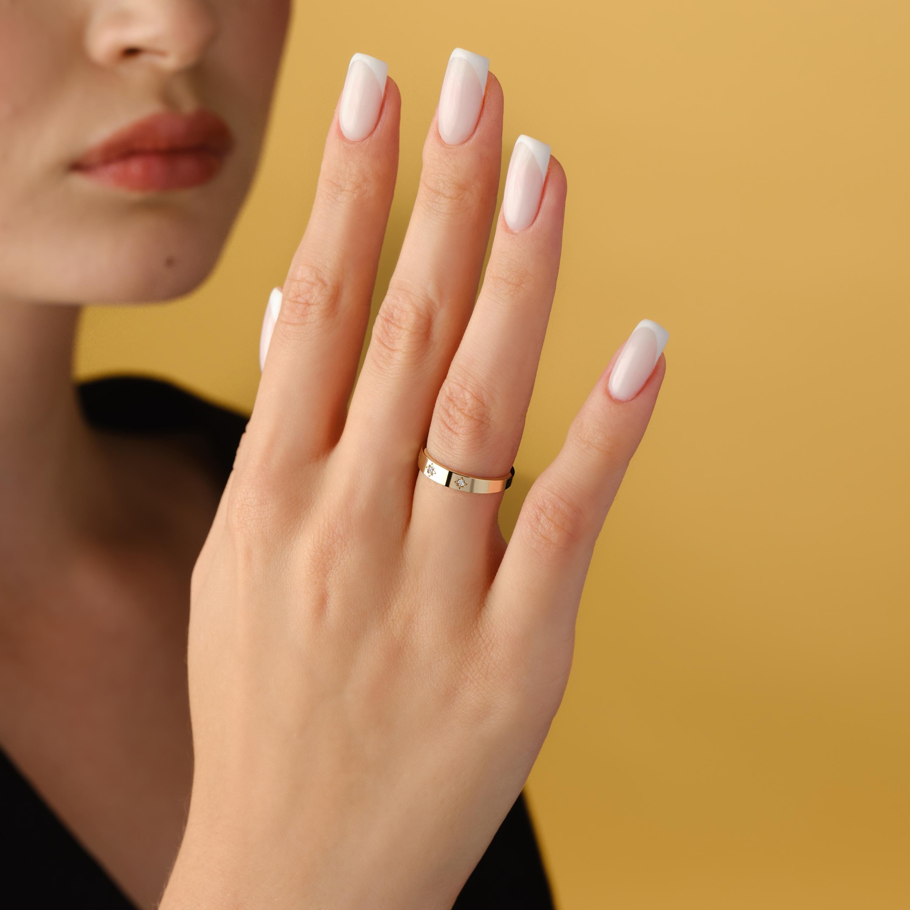 Diamond Promise Ring Solid Gold Star Setting