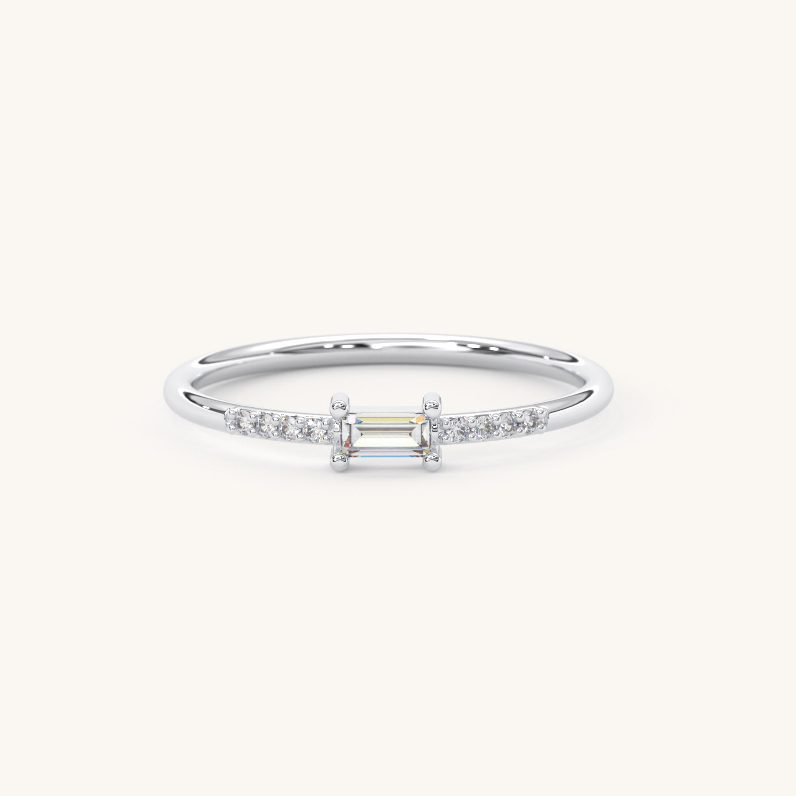 Baguette Diamond Solid Gold Ring
