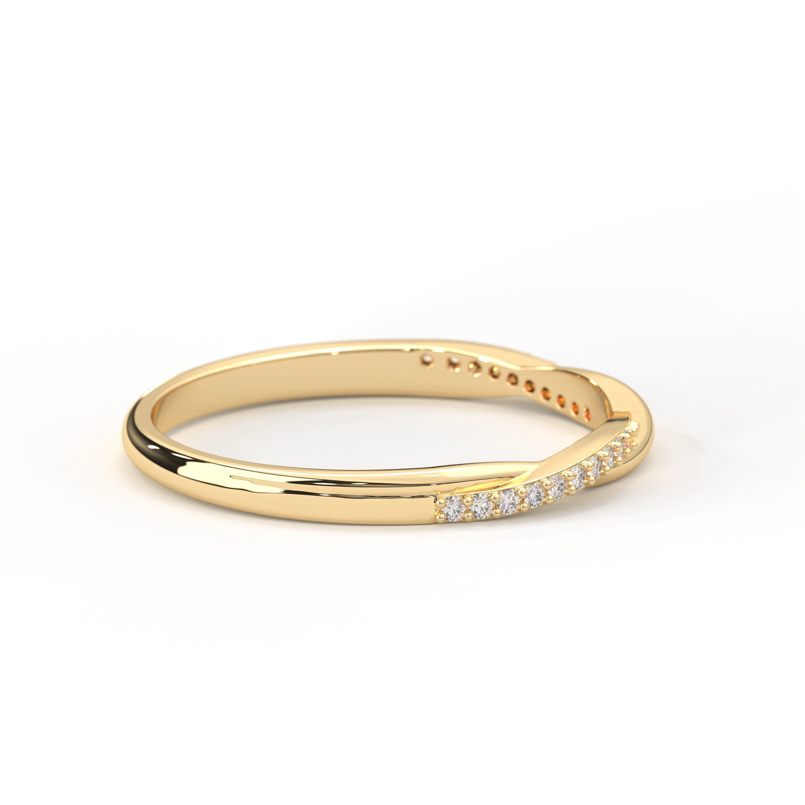Solid Gold Twist Ring Half Eternity Band