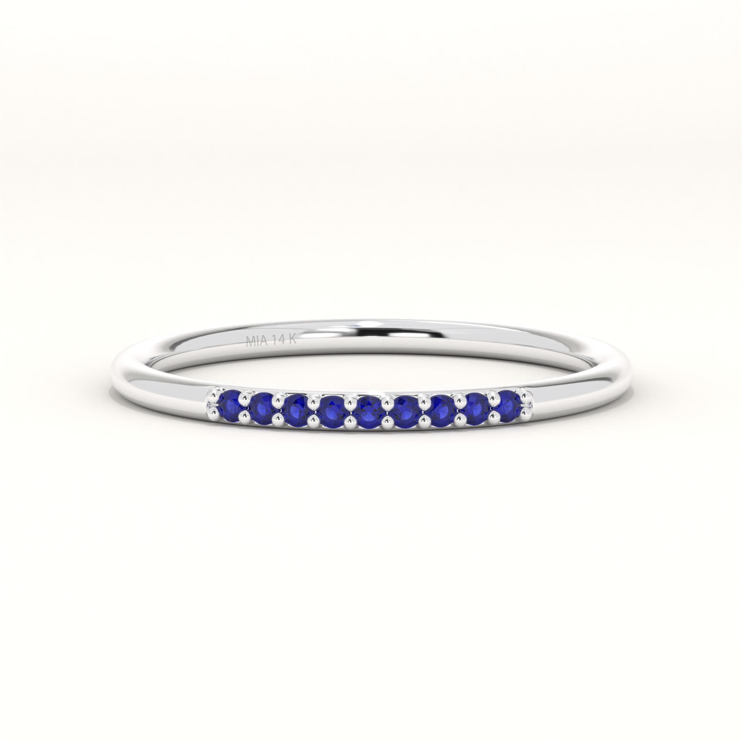Blue Sapphire Ring Solid Gold Dainty Band