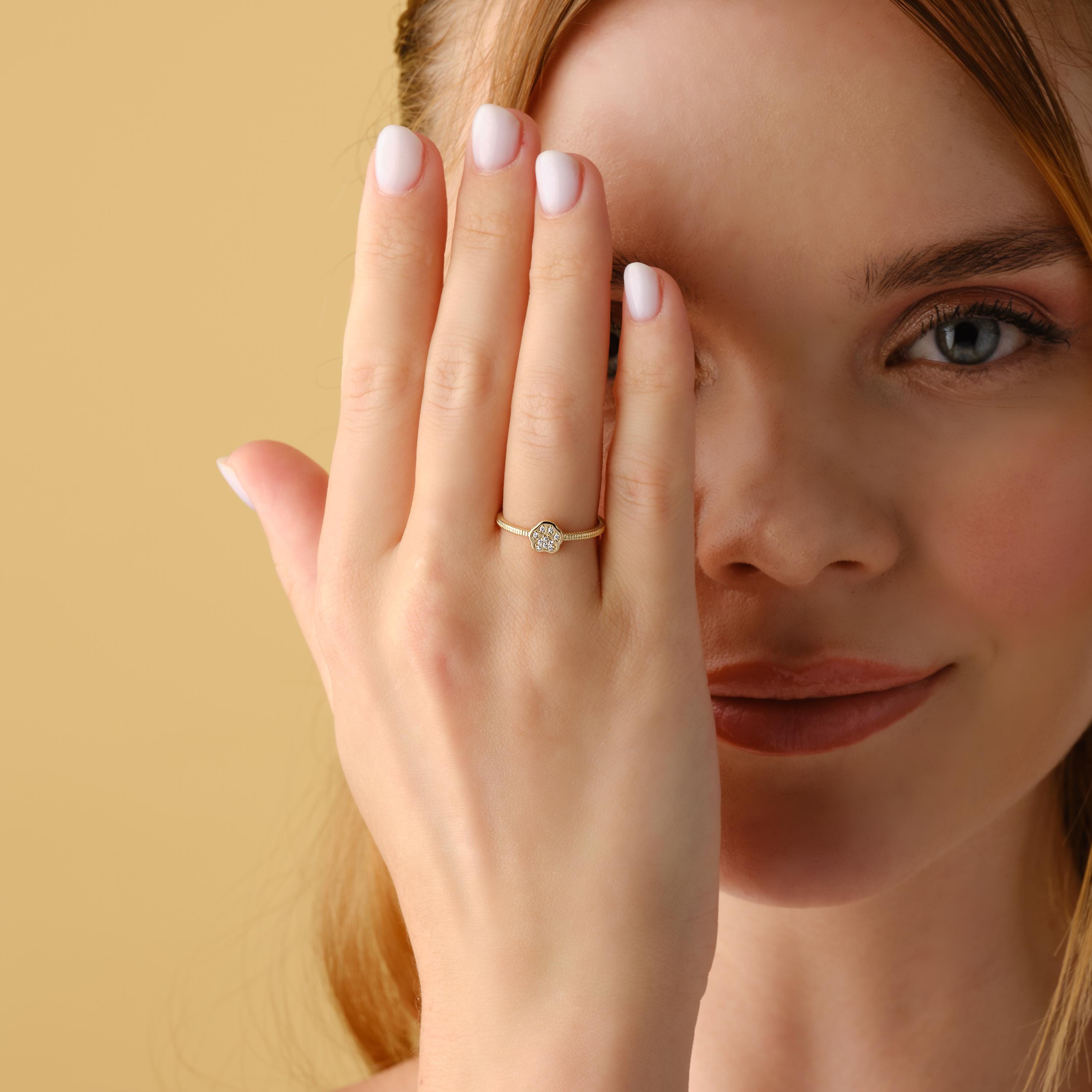 Paw Diamond Ring Minimalist Dog Lover Ring