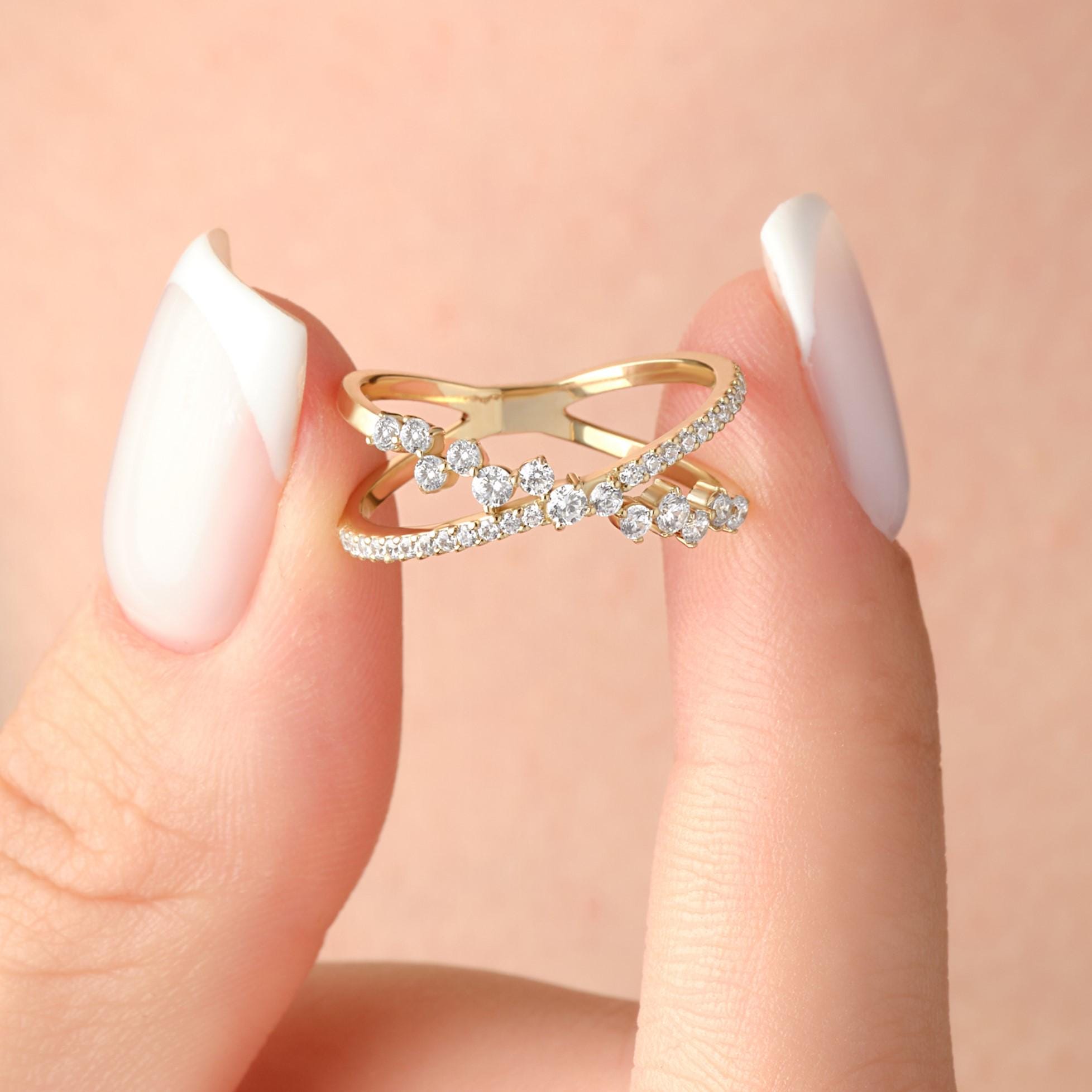 Criss Cross Diamond Ring