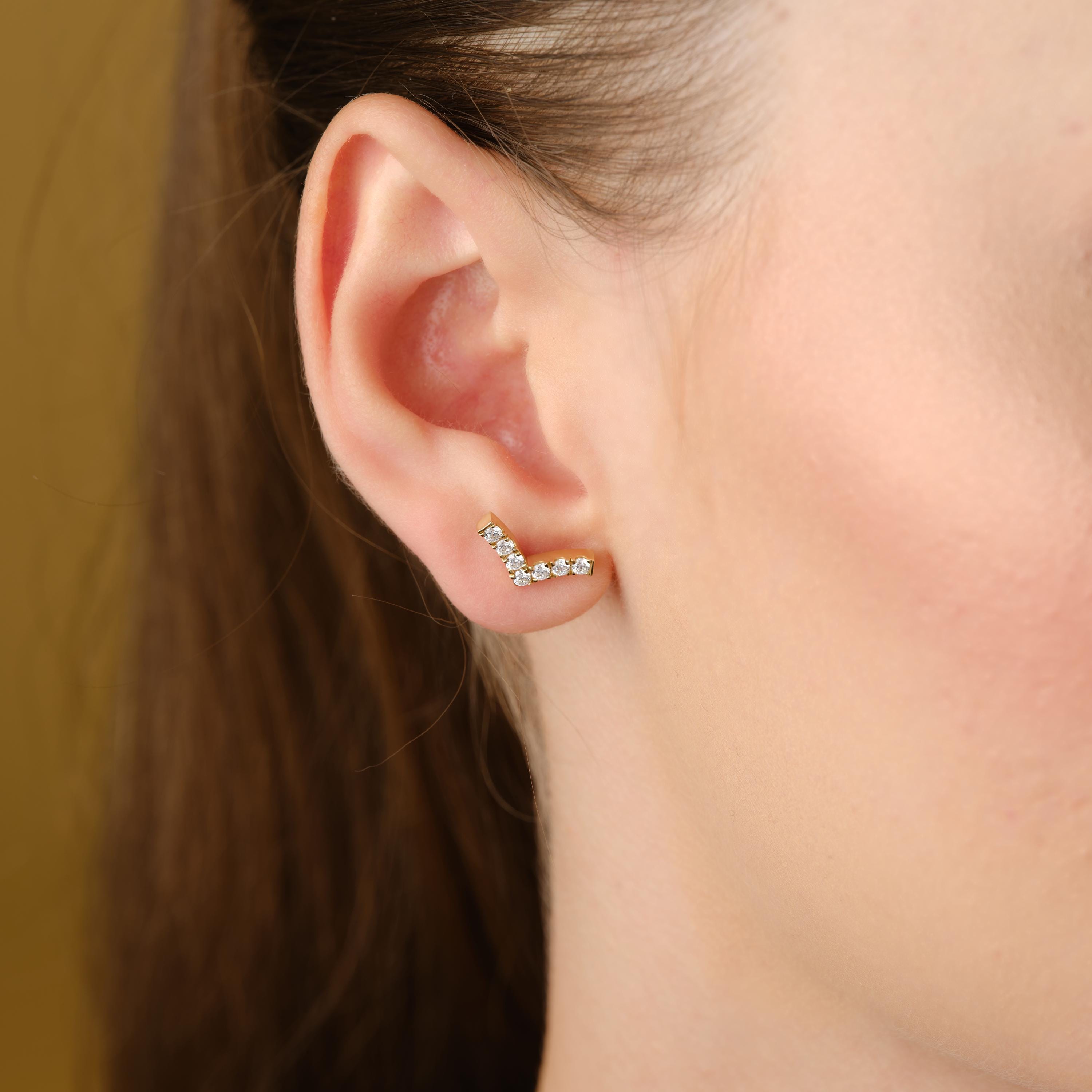 Chevron Diamond Studs