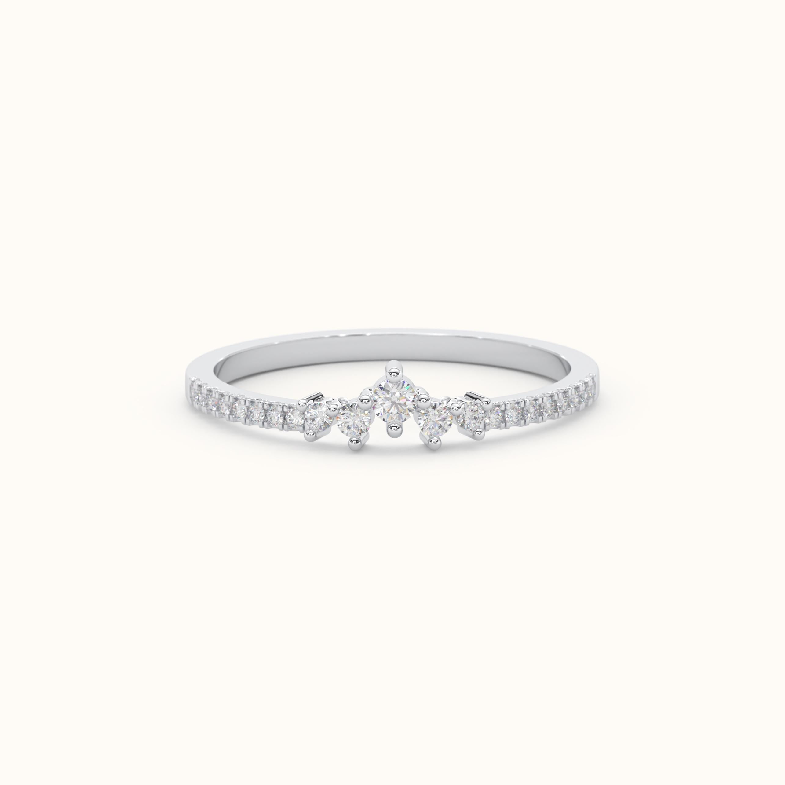 Diamond Nesting Ring Solid Gold Cluster Band