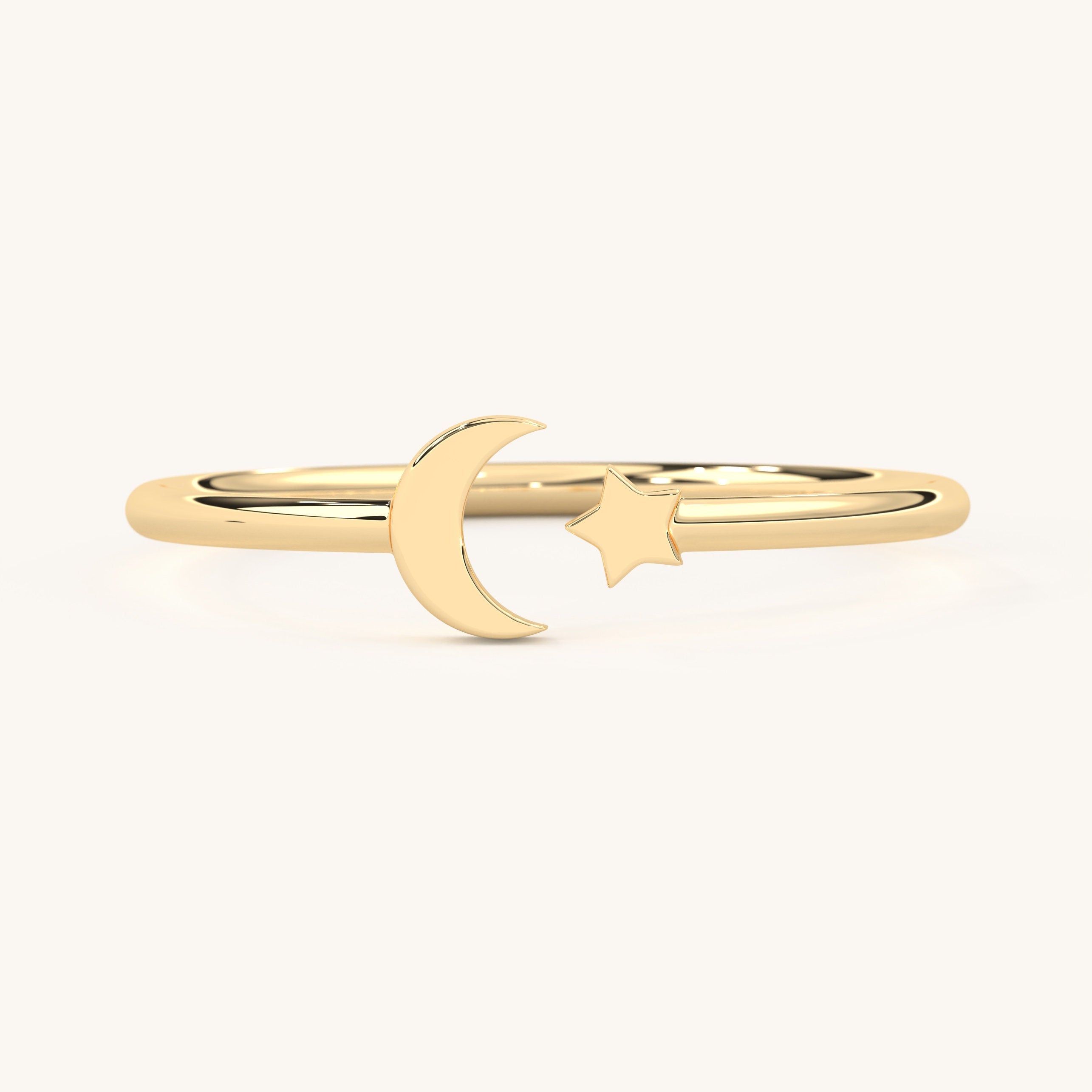 Solid Gold Moon Ring Celestial Petite