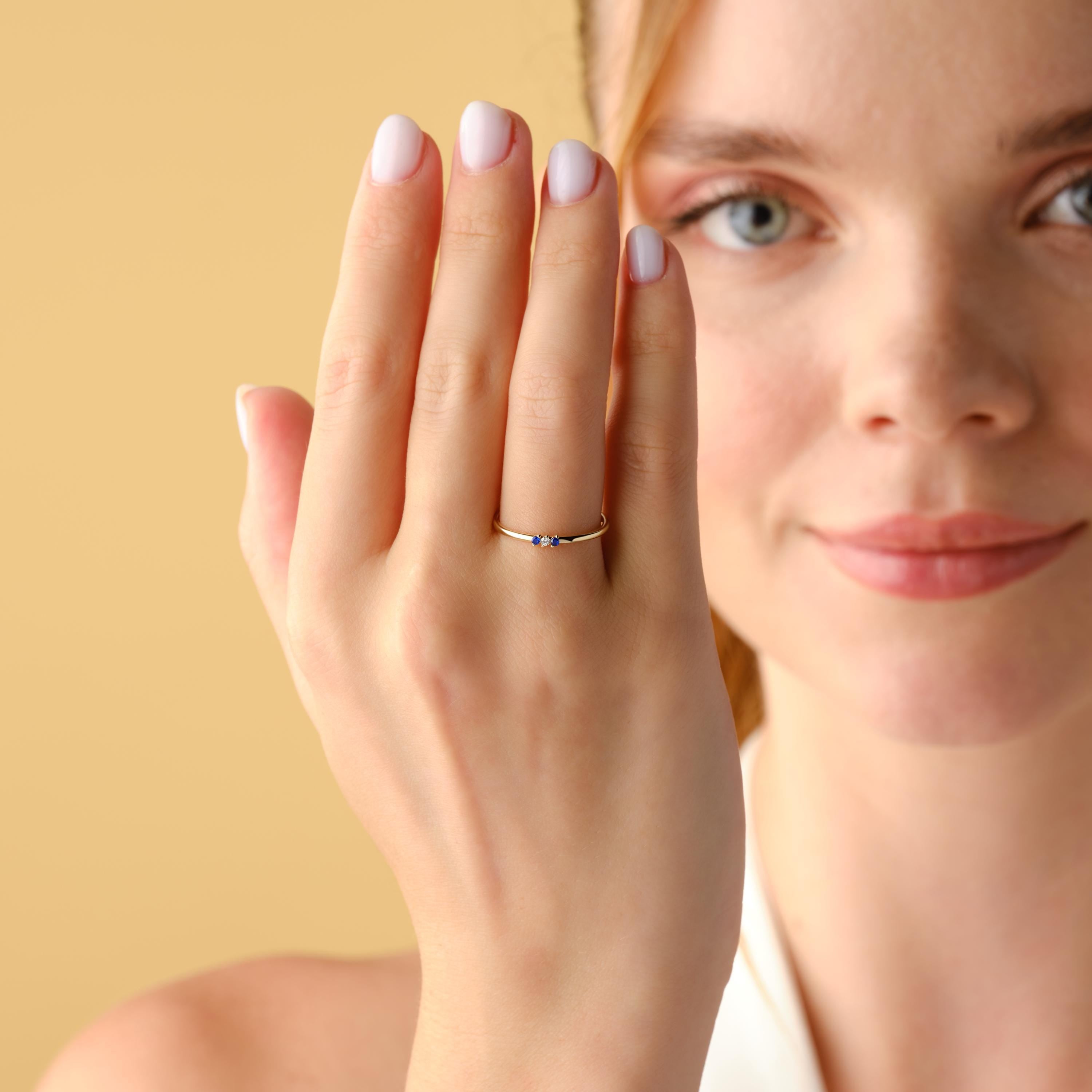 Solid Gold Stacking Sapphire Ring