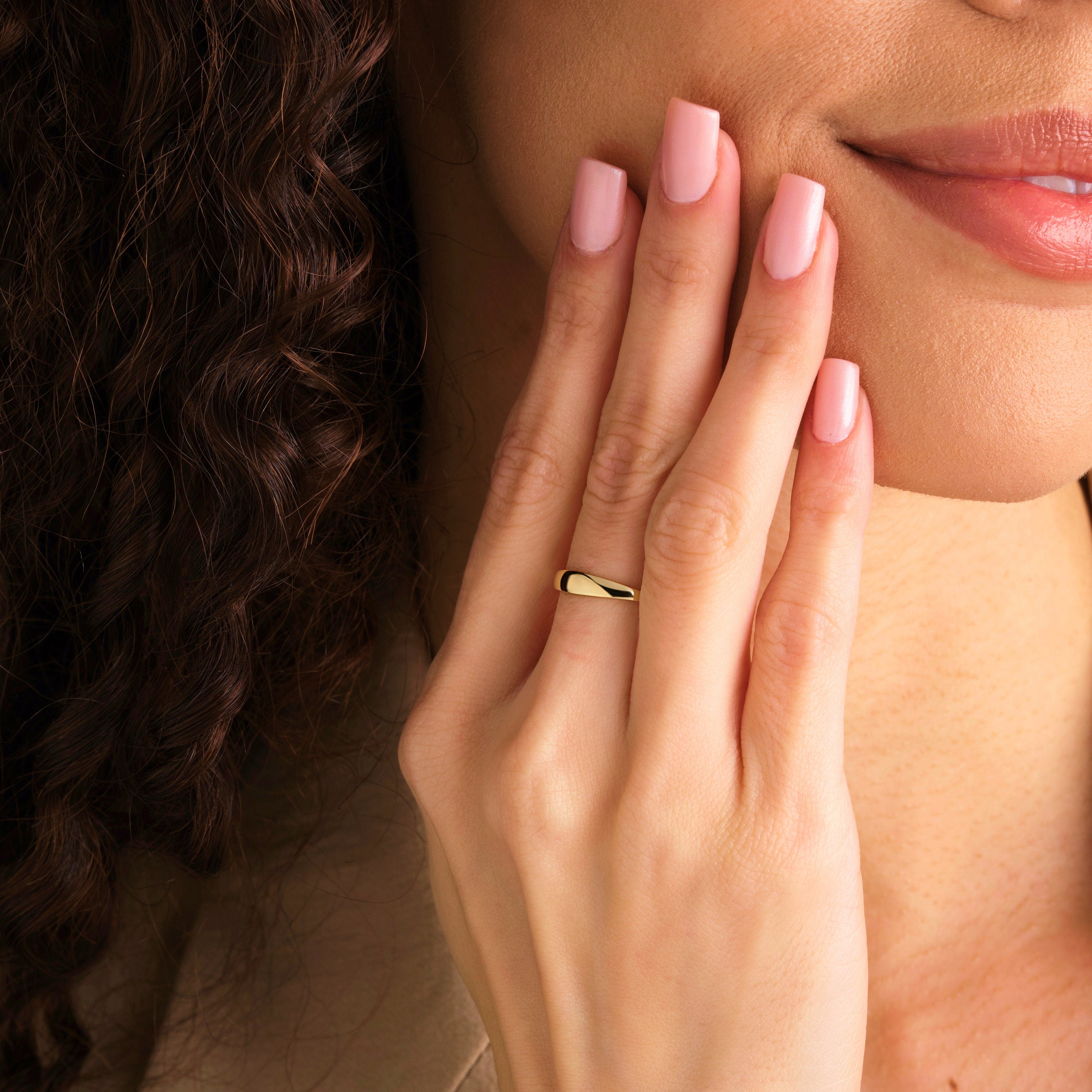 Engraved Gold Ring Custom Thin Stackable Band