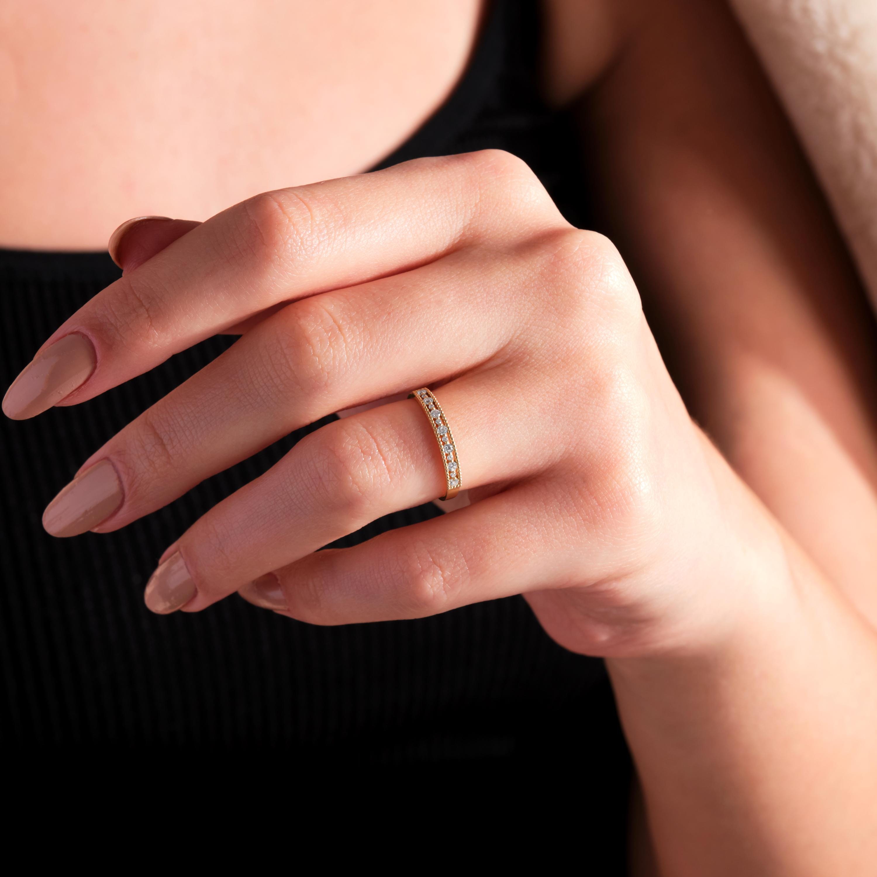 Milgrain Diamond Band