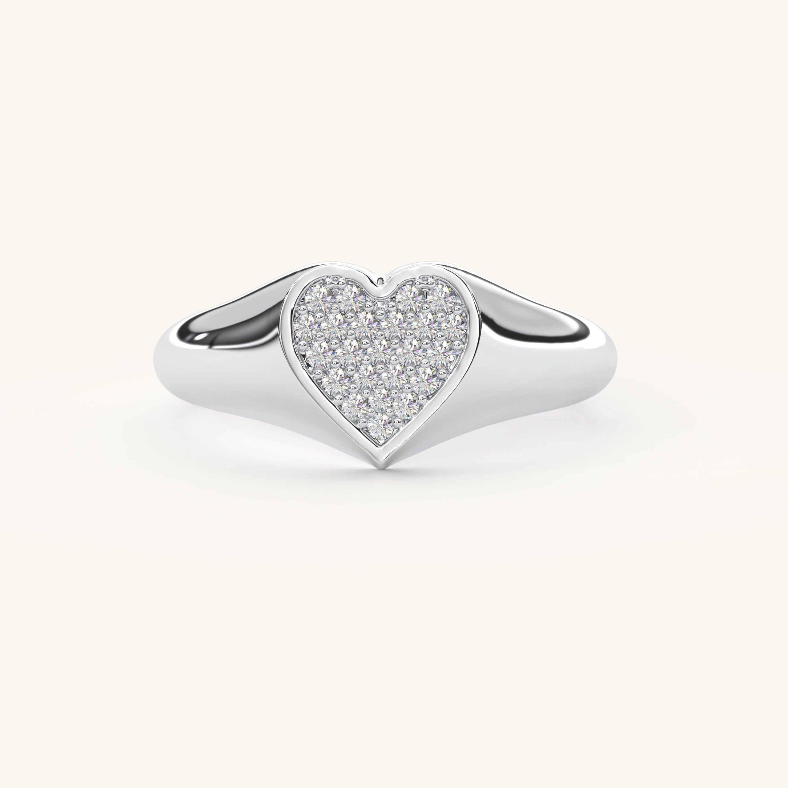 Solid Gold Heart Signet Ring
