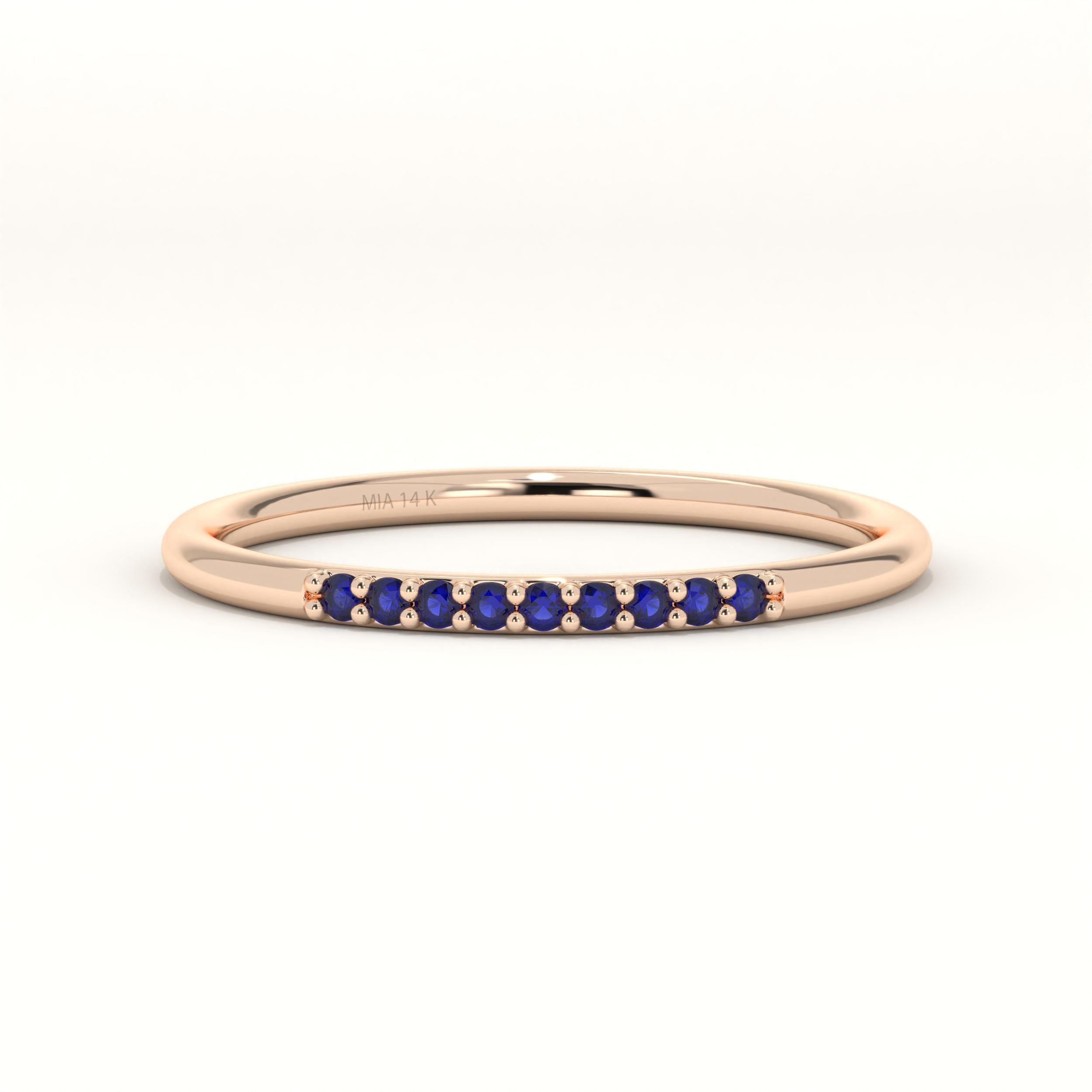 Blue Sapphire Ring Solid Gold Dainty Band