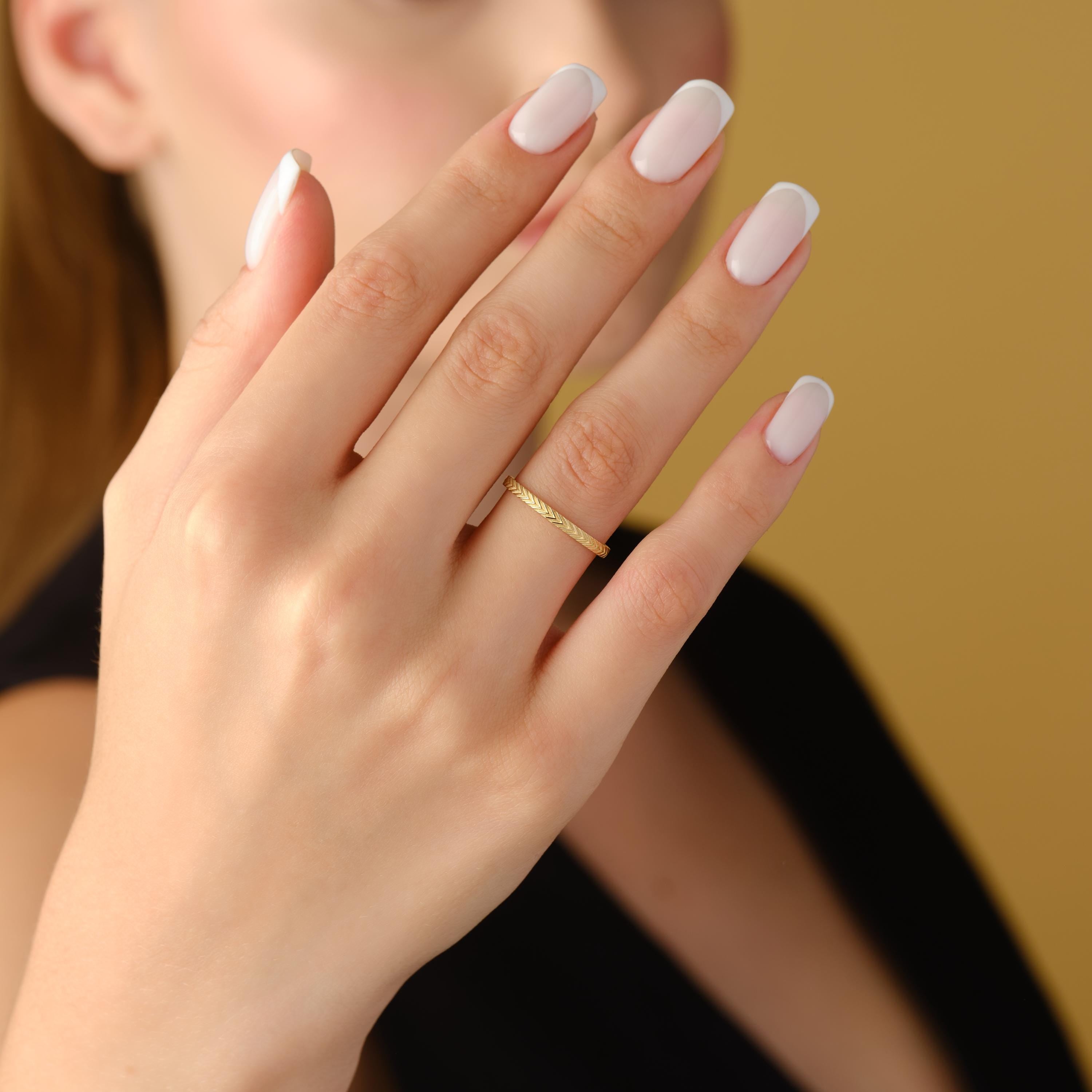 Solid Gold Herringbone Ring