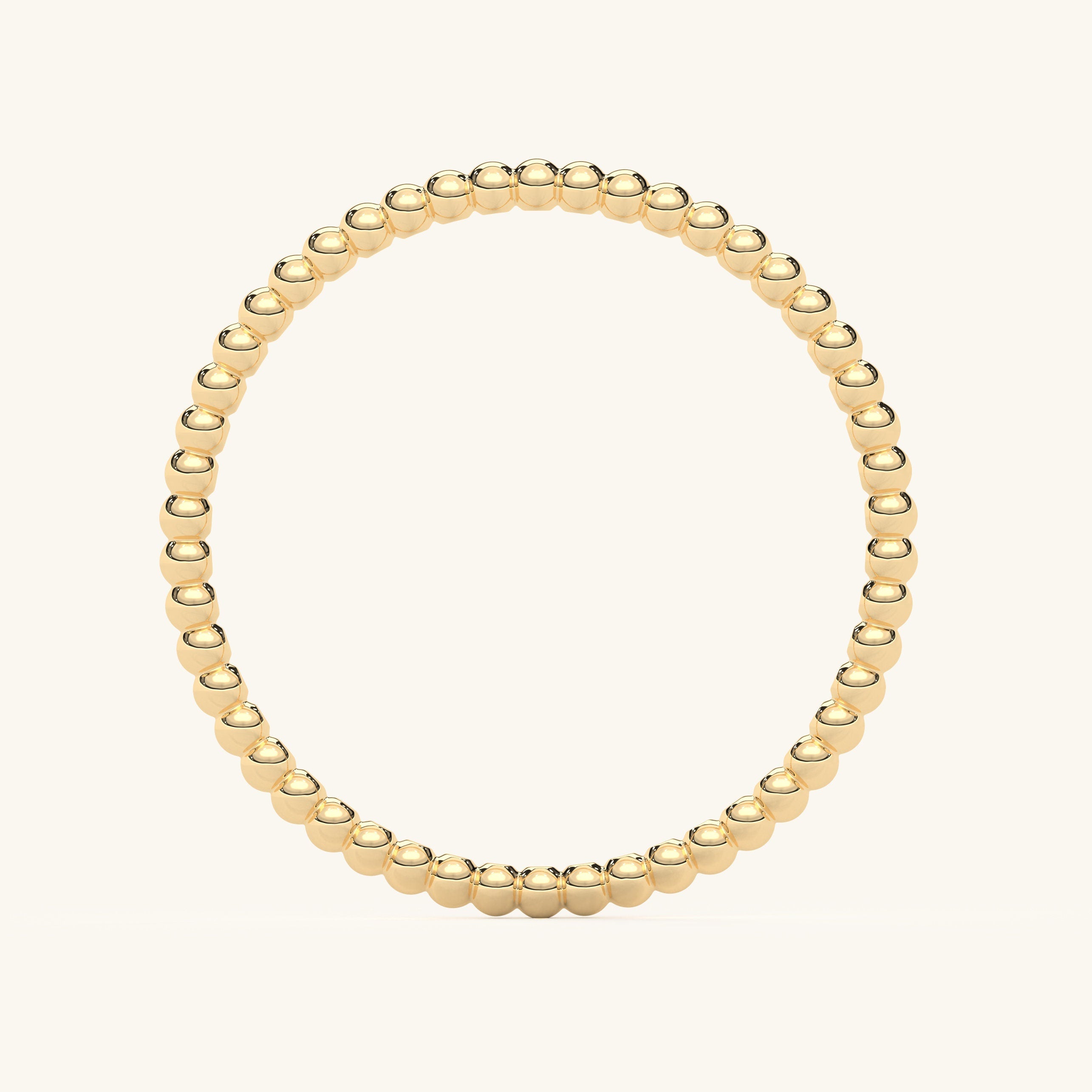 14k Gold Beaded Ring Minimalist Wedding Band