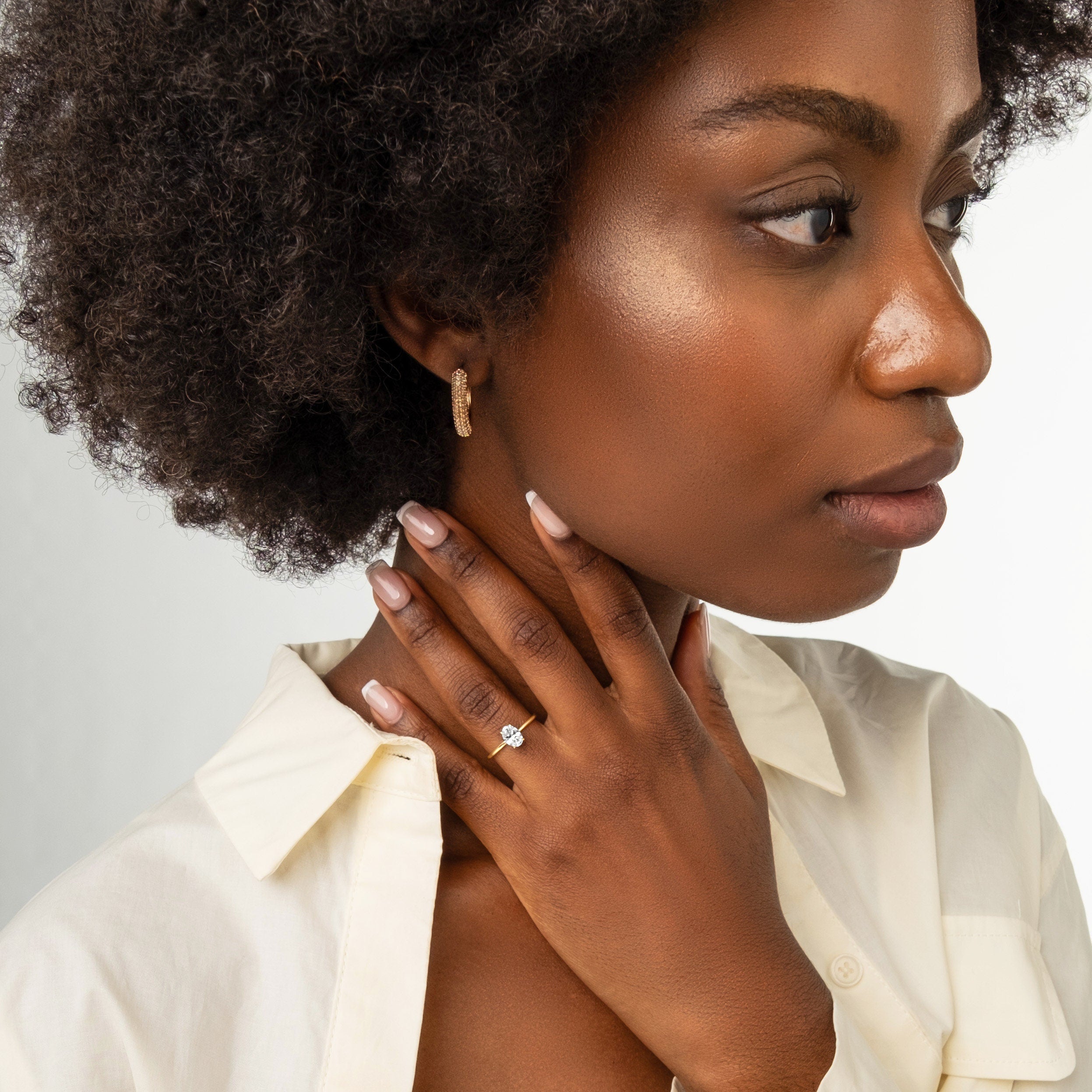 Oval Engagement Ring Solid Gold Diamond Solitaire