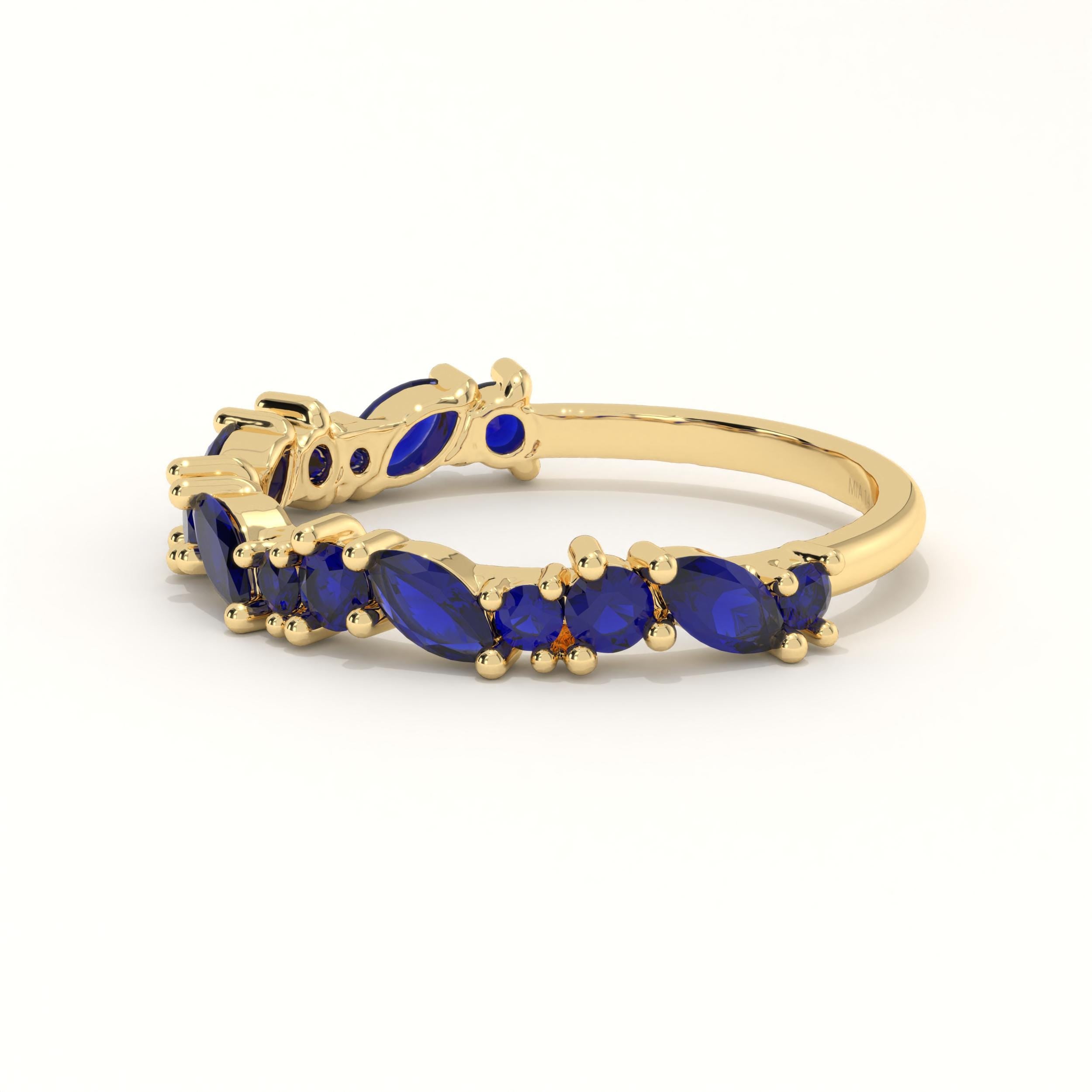 Sapphire Eternity Band Solid Gold Stacking Ring