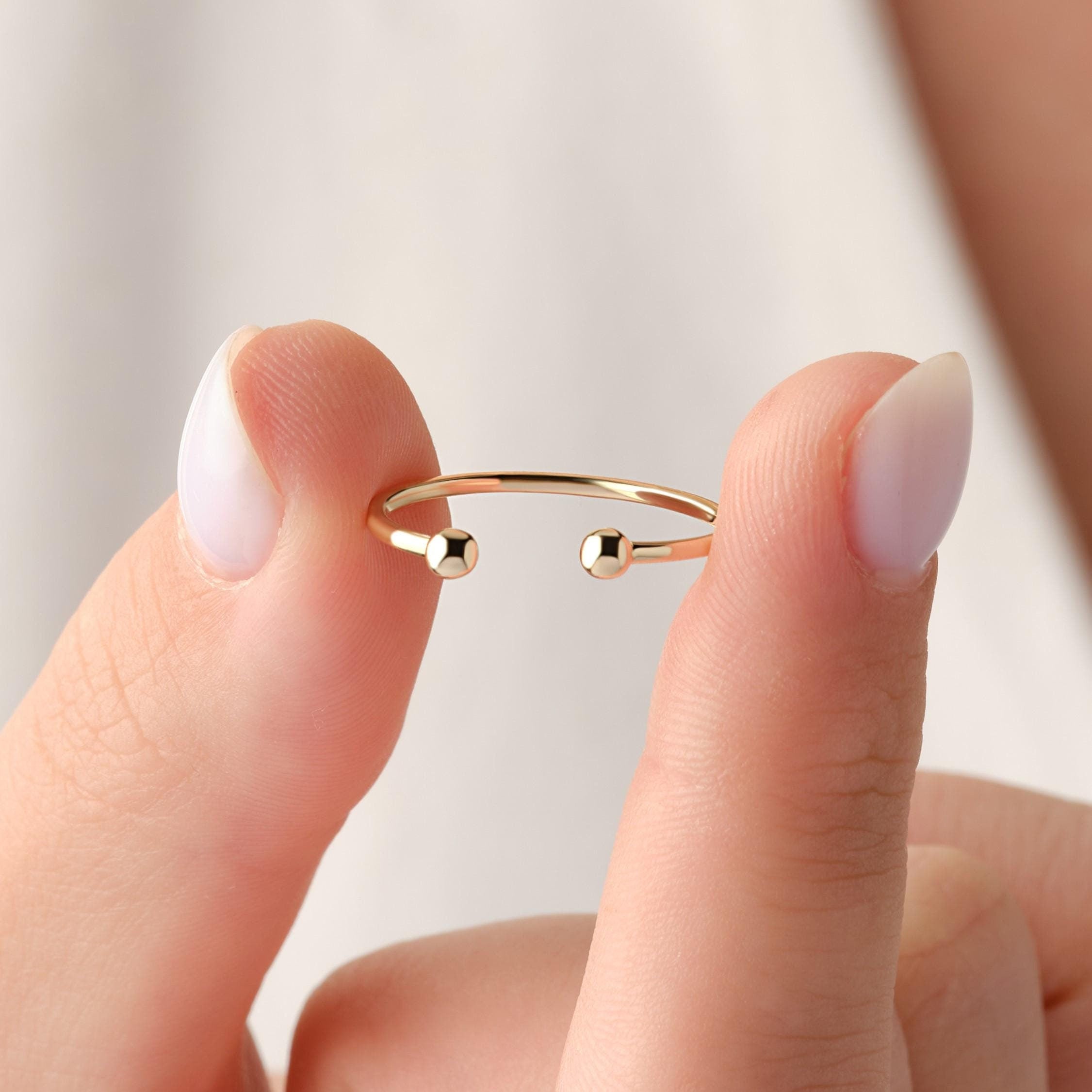 Adjustable Open Cuff Solid Gold Ring