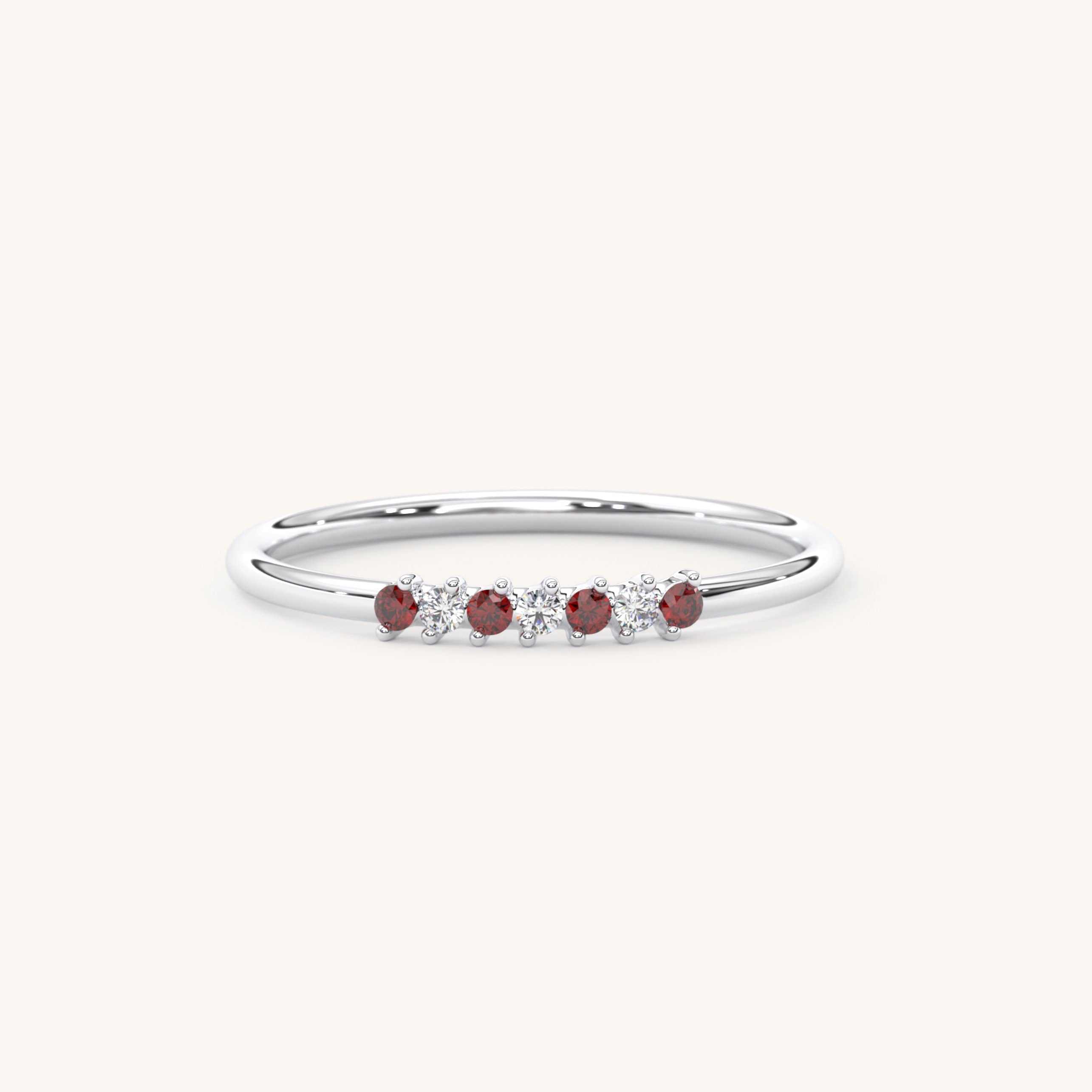 14k Rose Gold Garnet Ring Dainty Stackable Band