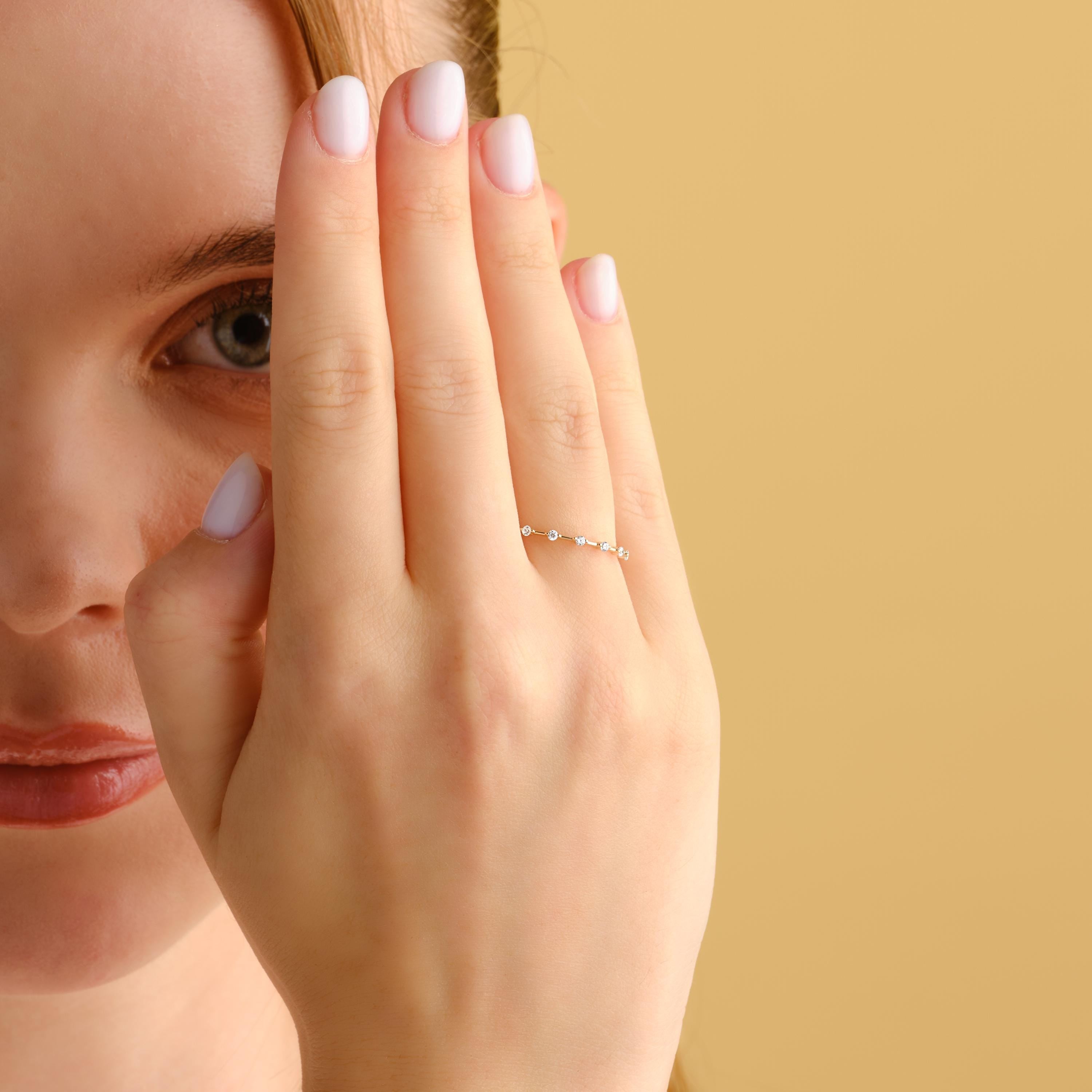 Solid Gold Petite Diamond Ring