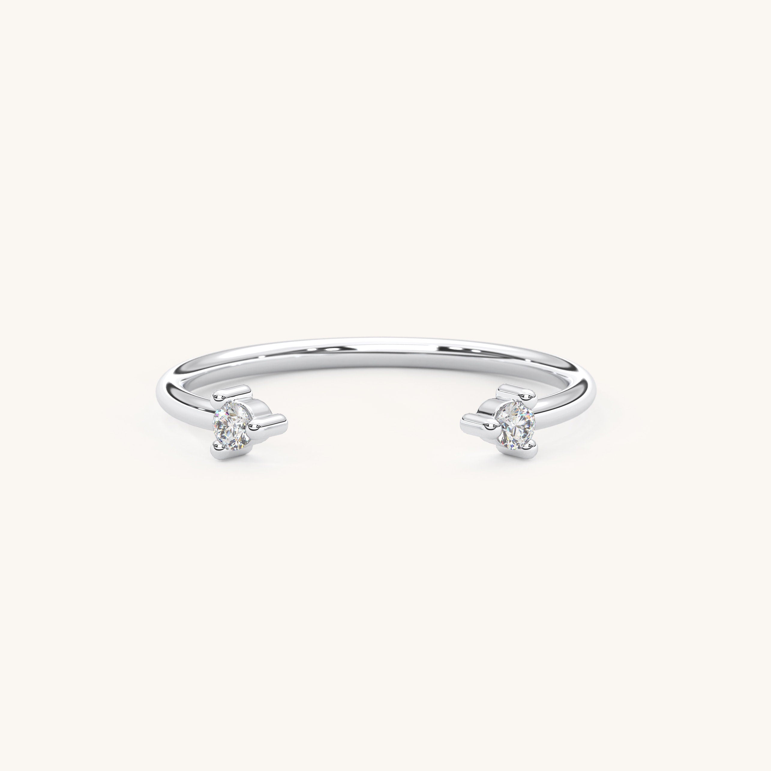 Diamond Cuff Ring Solid Gold Open Design