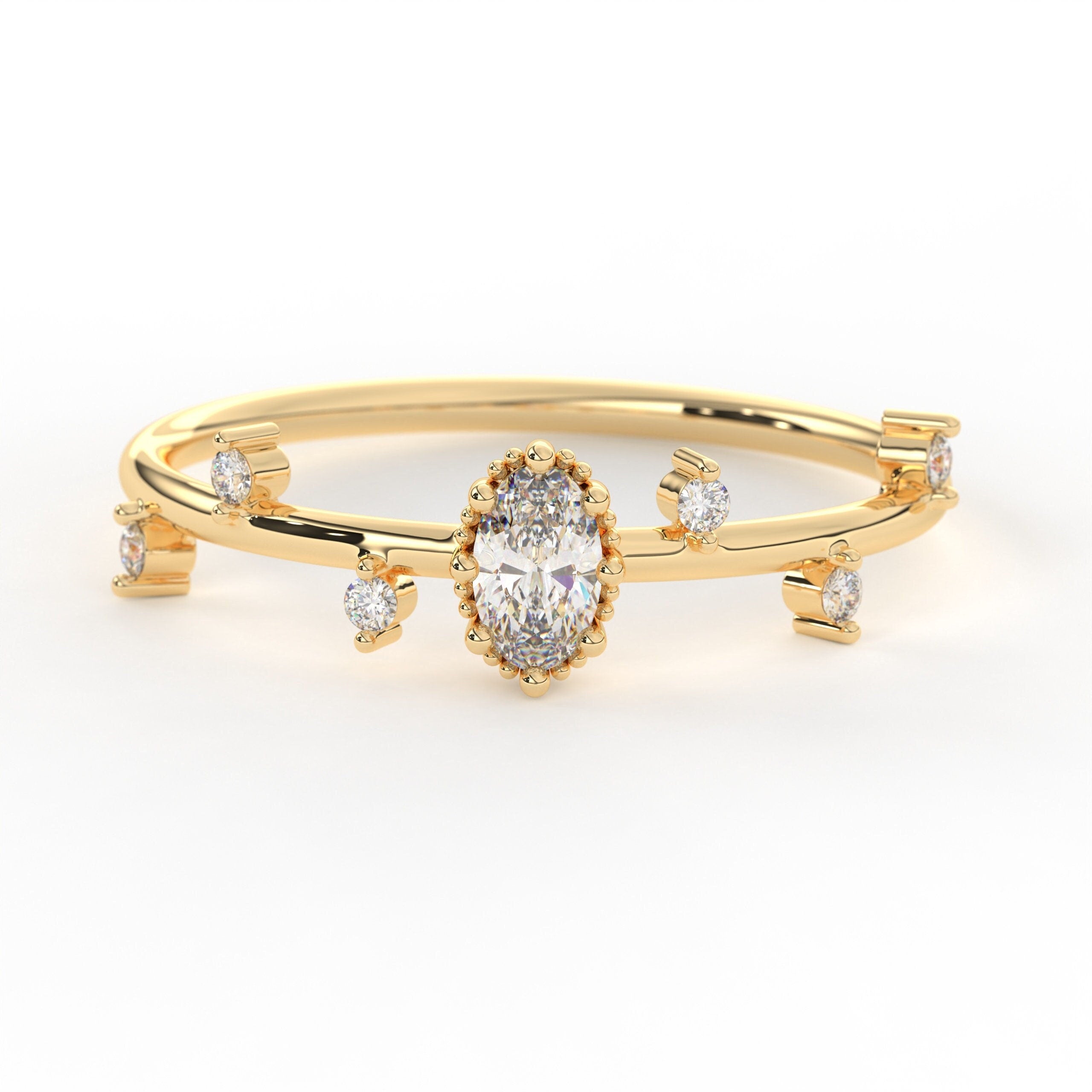 Diamond Wedding Band Minimalist Cluster Ring Gold