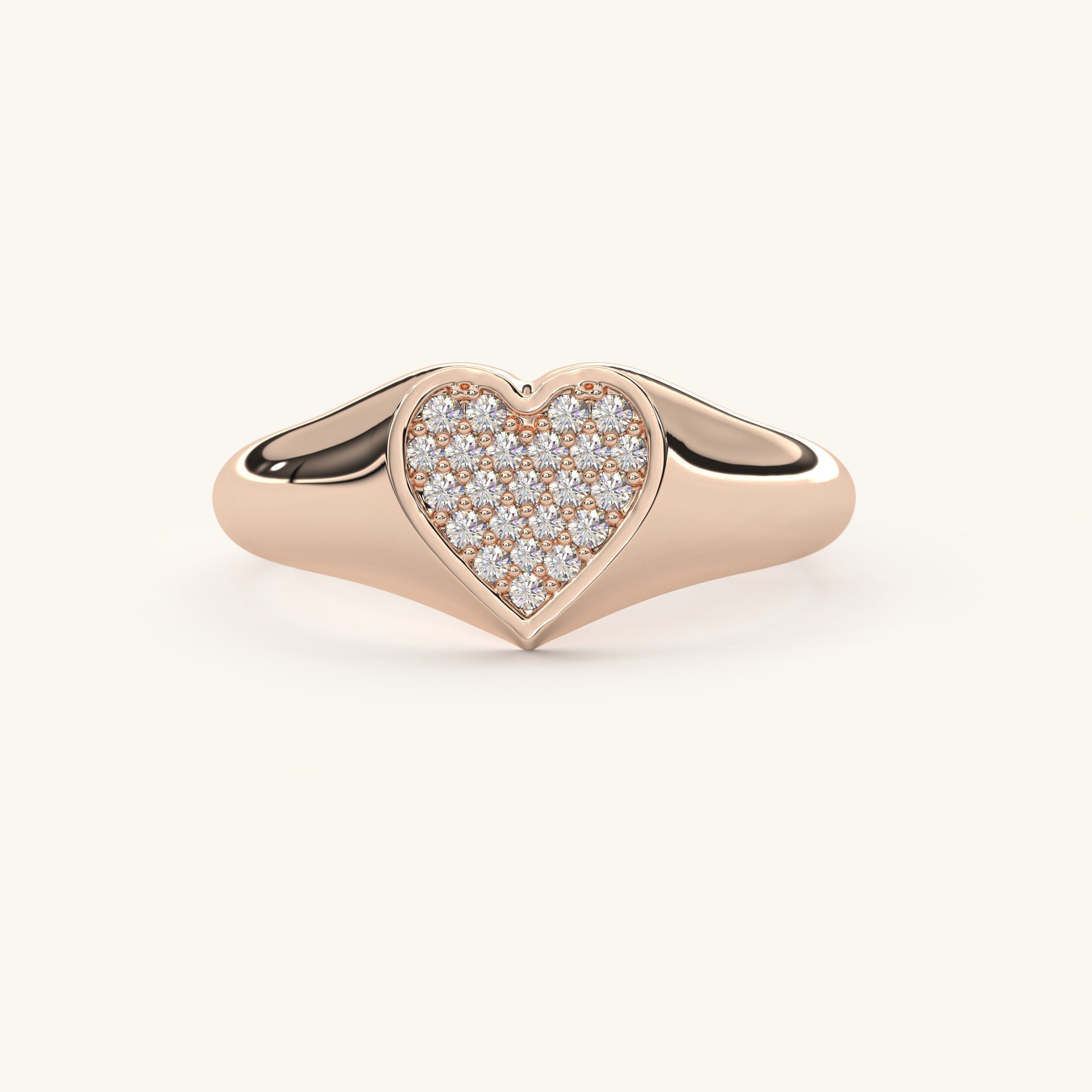 Solid Gold Heart Signet Ring