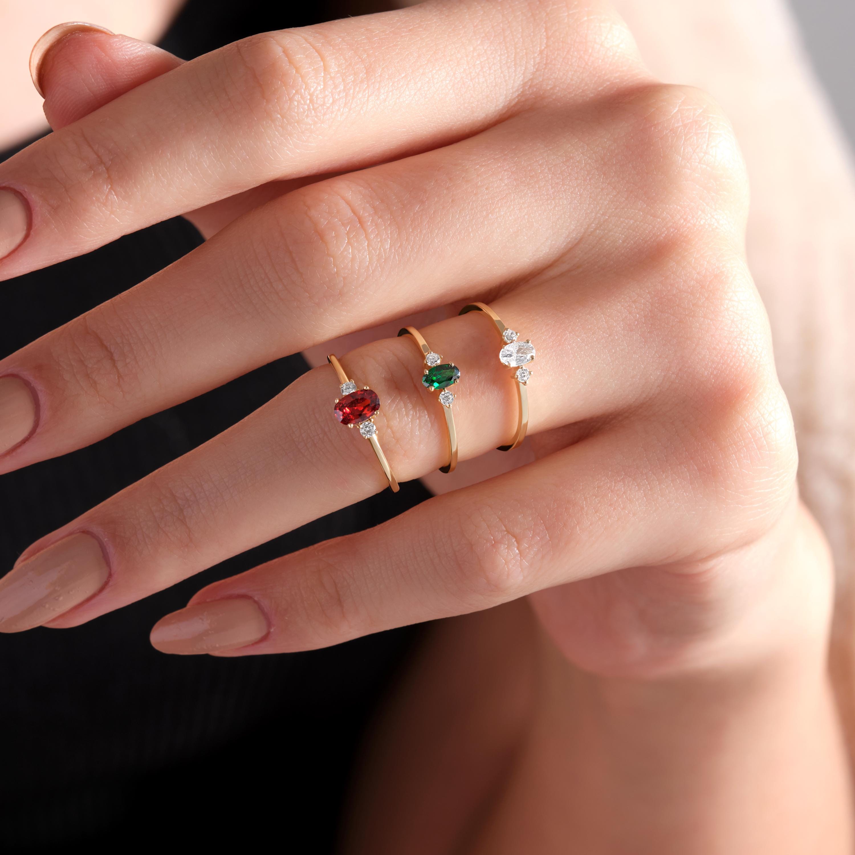 14k Gold Birthstone Ring Handcrafted Bridal Garnet Oval