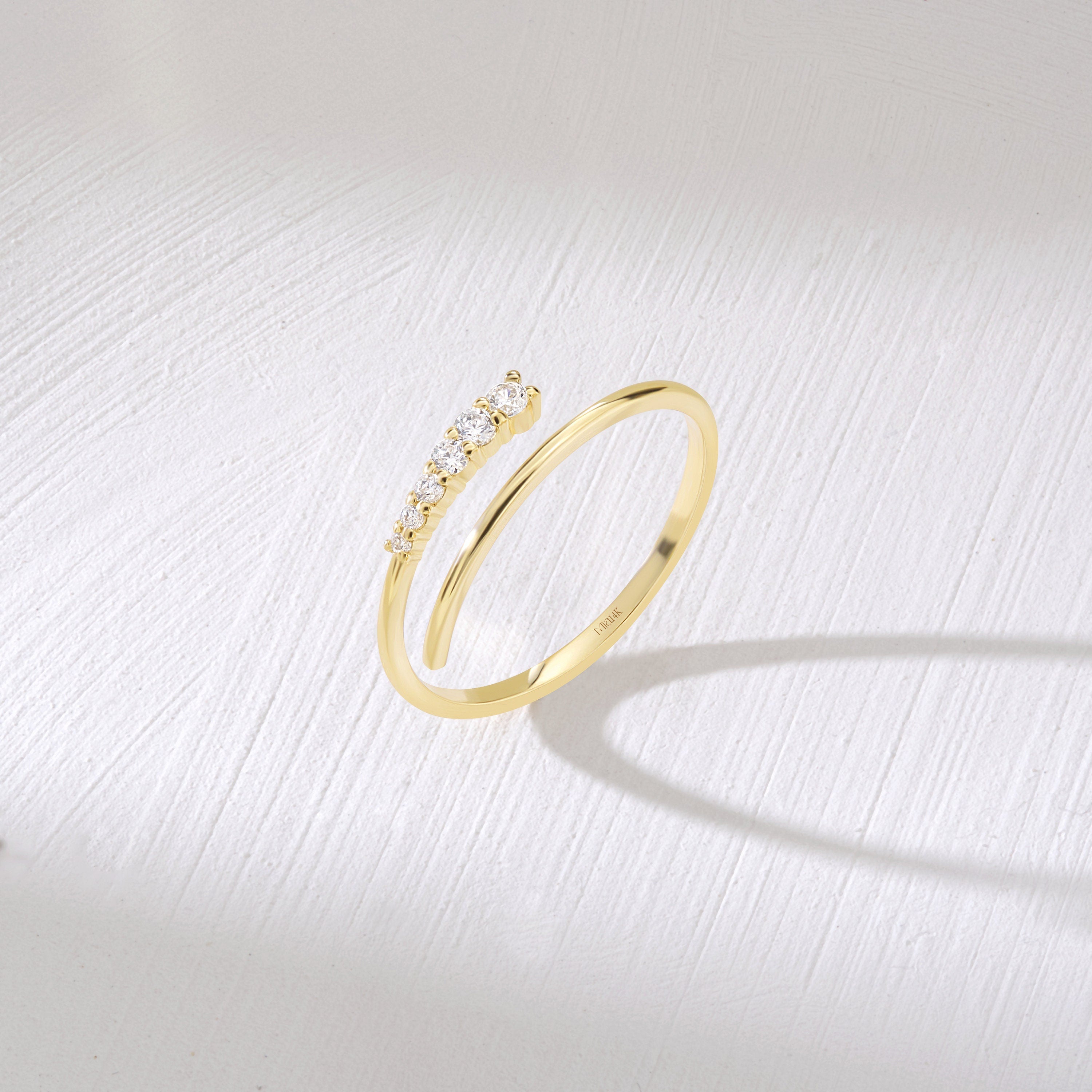 Gold Spiral Ring Solid Gold Cuff Band