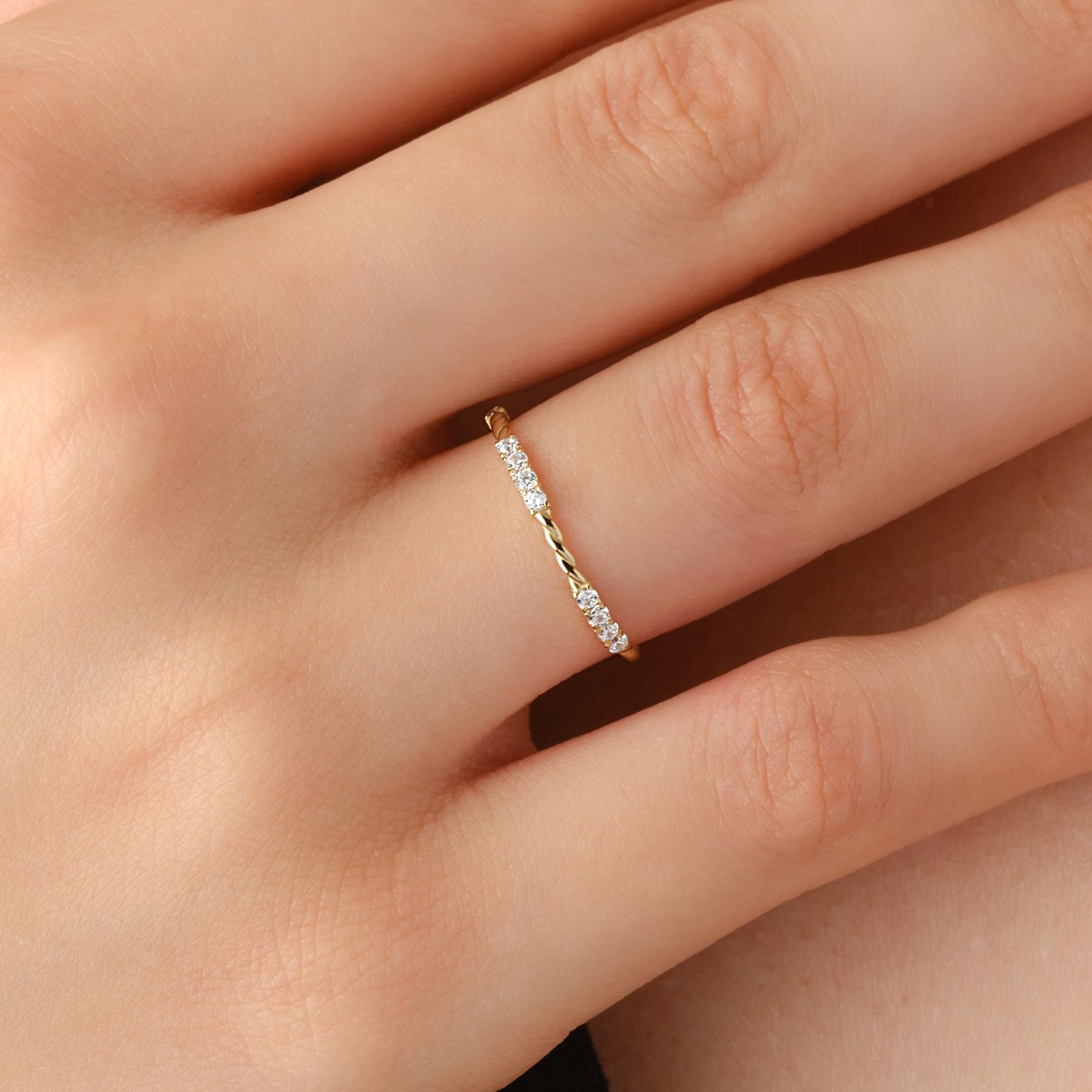 Twisted Gold Ring Women’s Stackable Jewelry