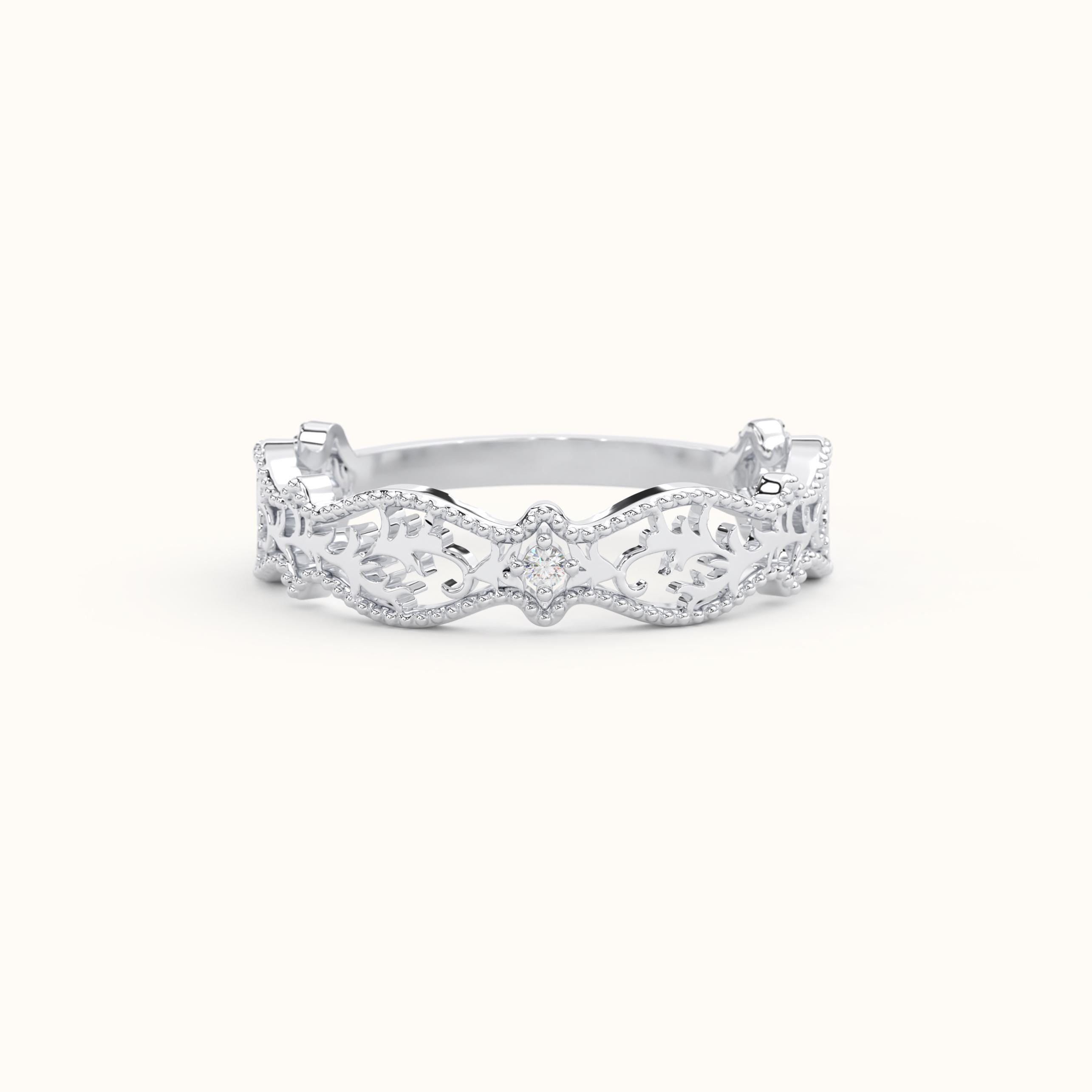 Victorian Filigree Ring Solid Gold Ornate Band