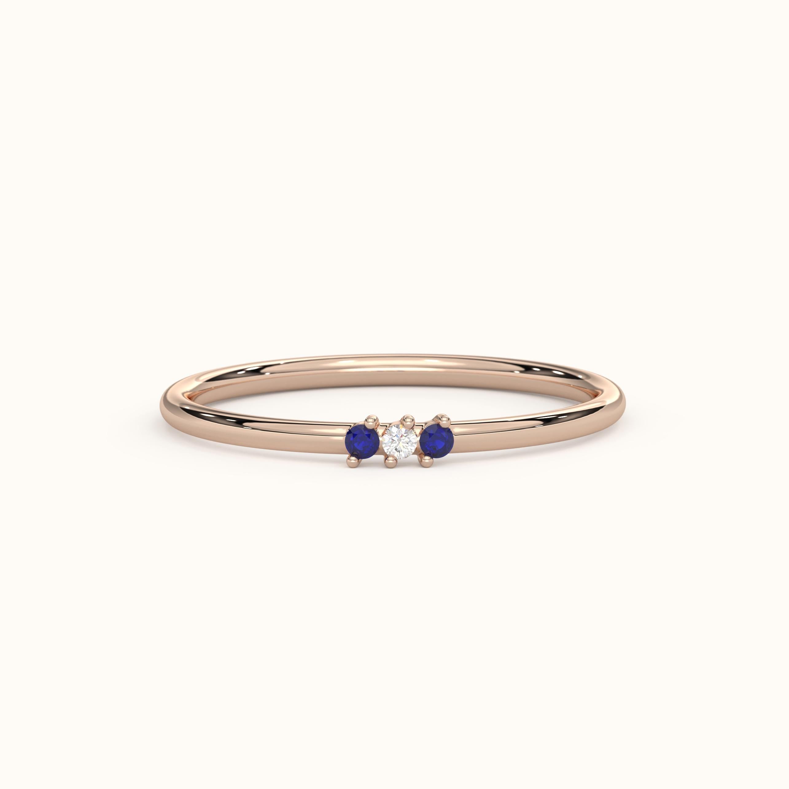 Solid Gold Stacking Sapphire Ring