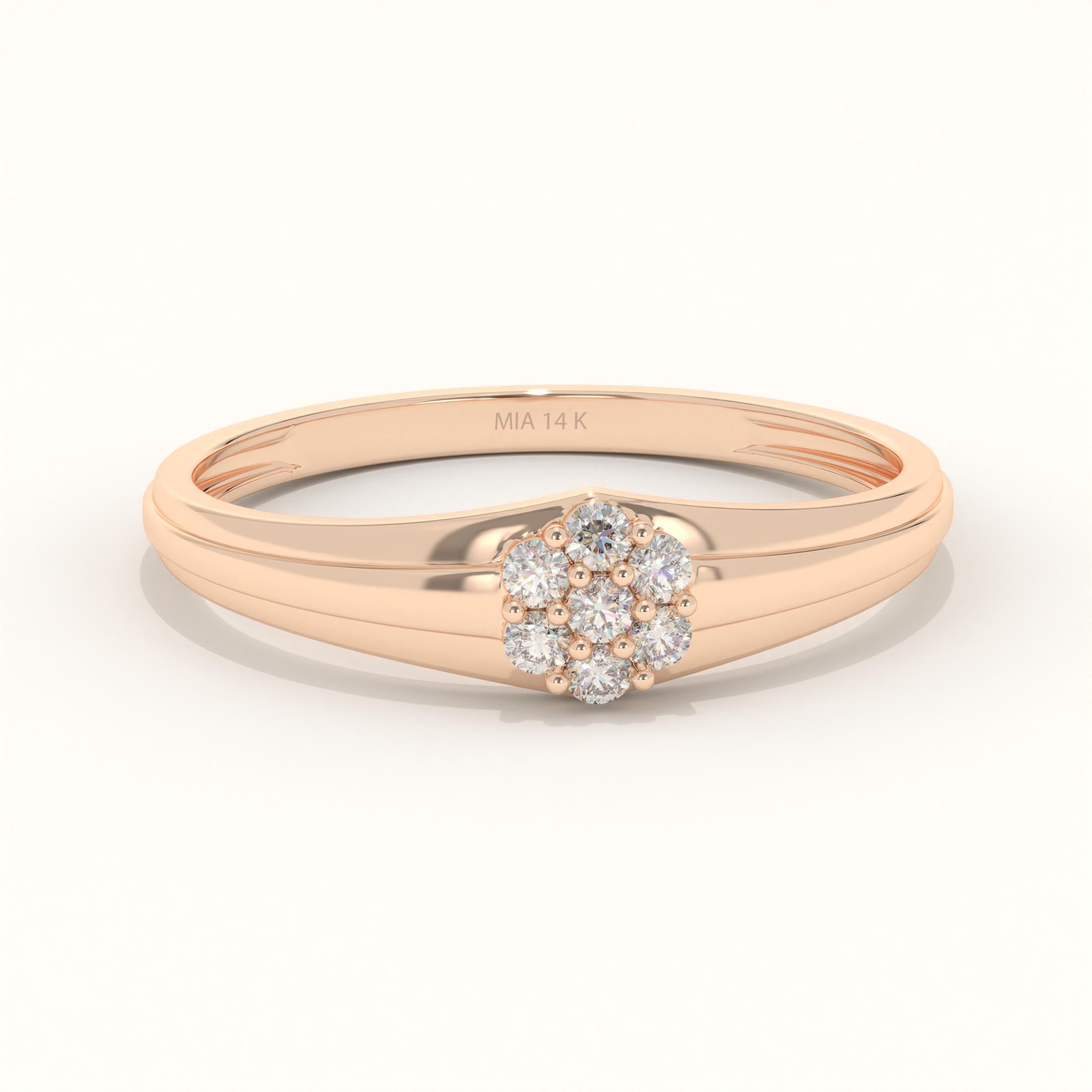 rose gold floral diamond cluster ring