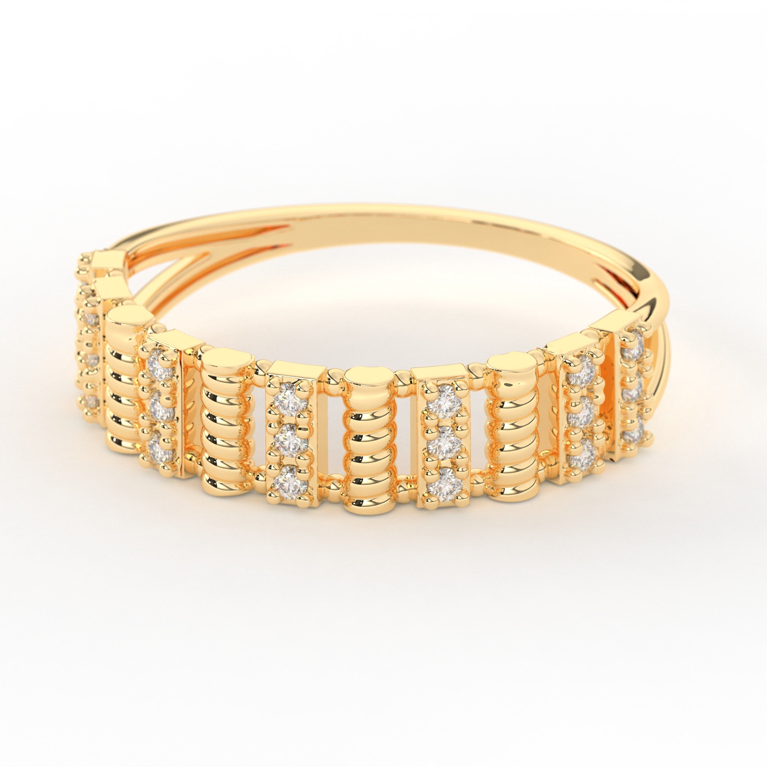 18K Gold Eternity Ring Handcrafted Solid Gold Statement Band