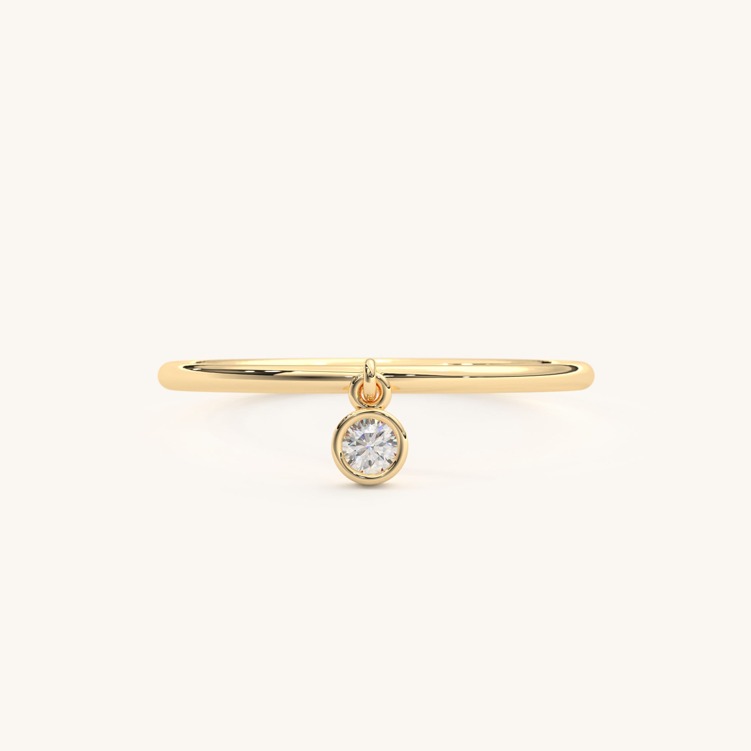 Solitaire Diamond Ring Minimalist Gold Band Dangle Style