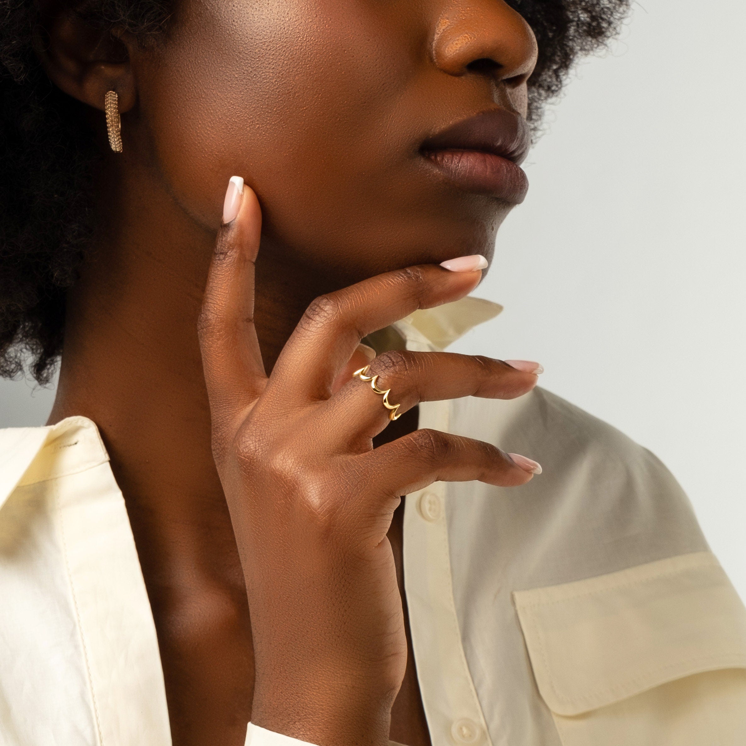 Gold Crown Ring Minimalist Solid Gold Band