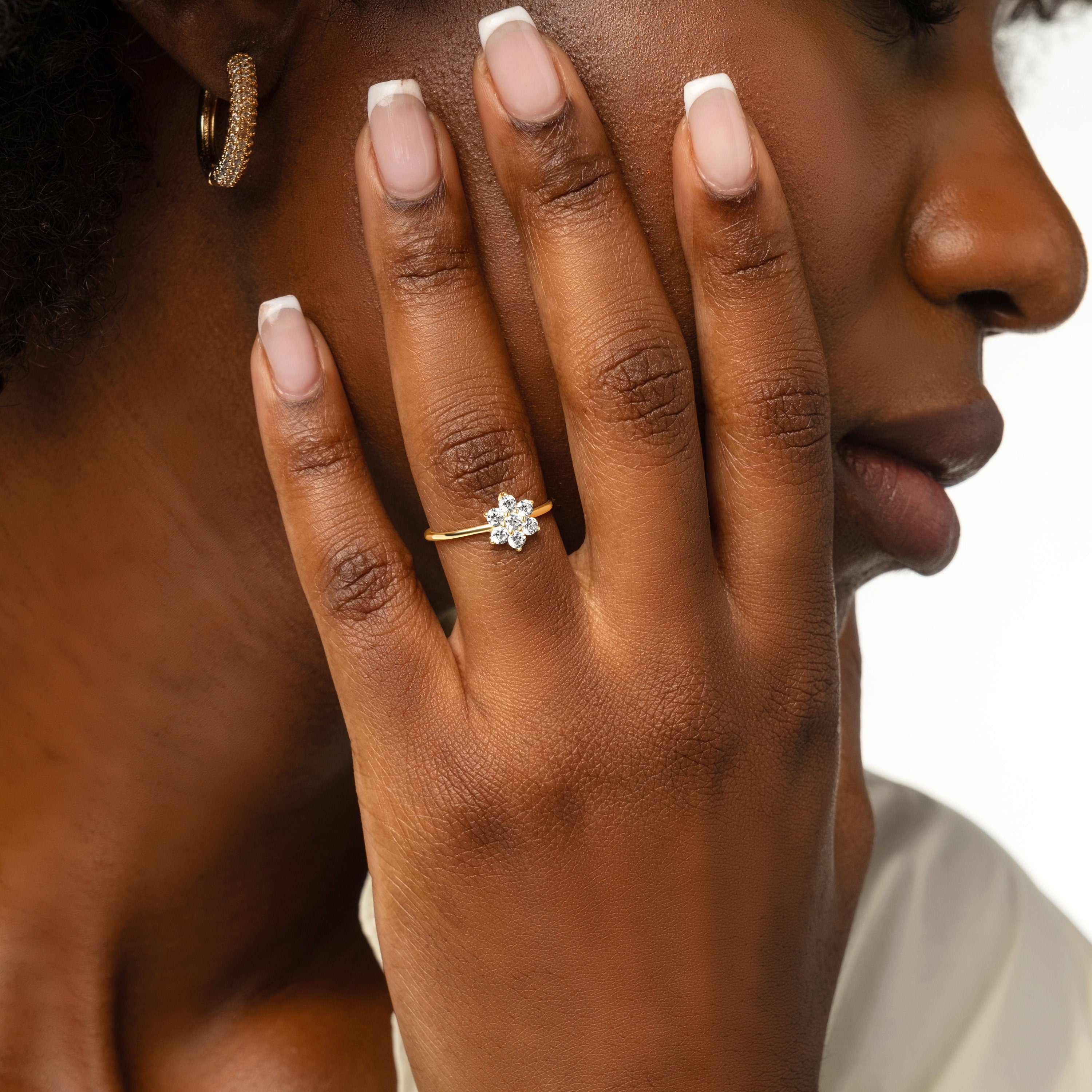 Dainty Diamond Daisy Ring