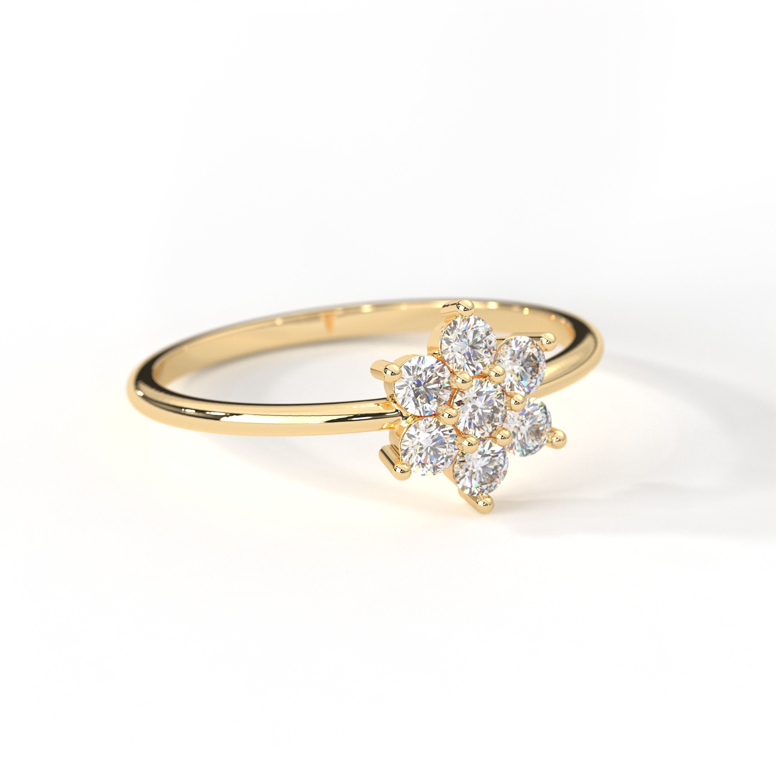 Dainty Diamond Daisy Ring